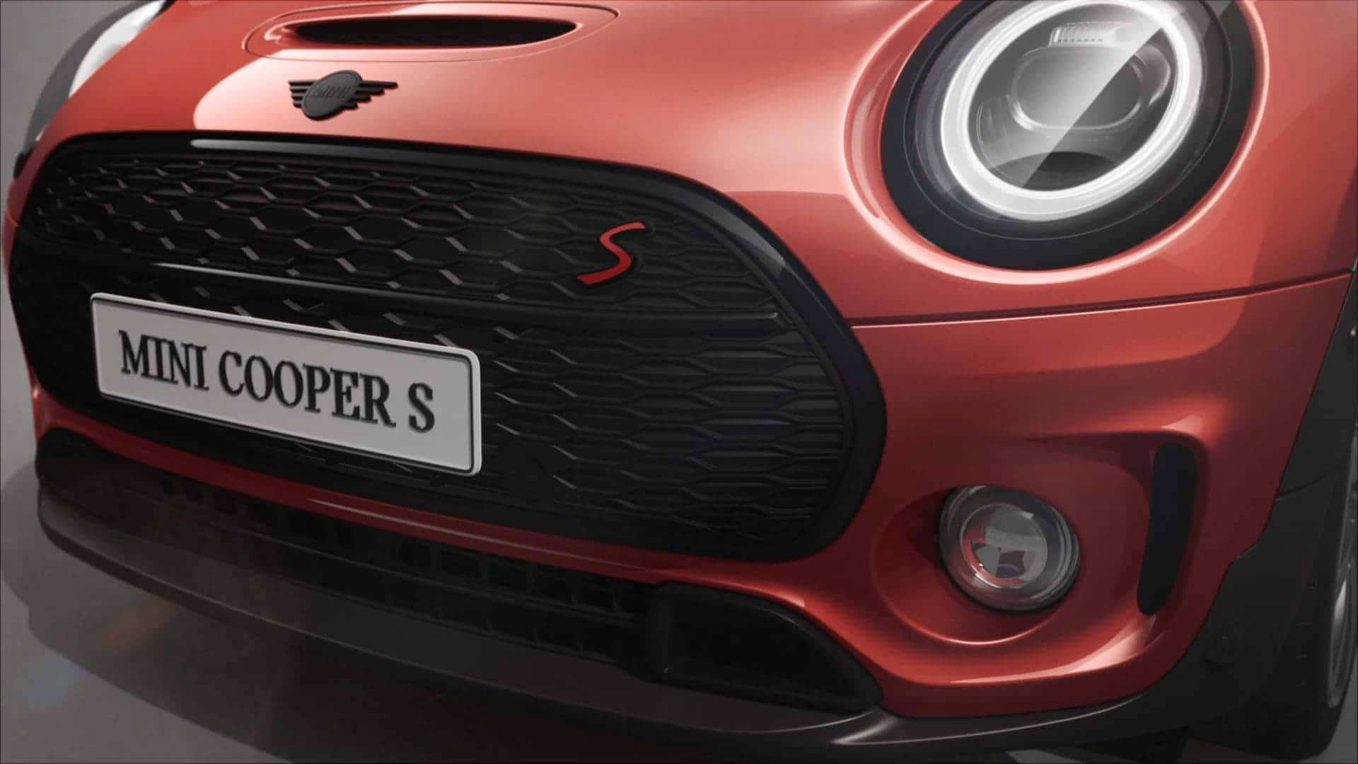Mini Cooper S, vibrant red, front grille, Full HD Desktop Wallpaper