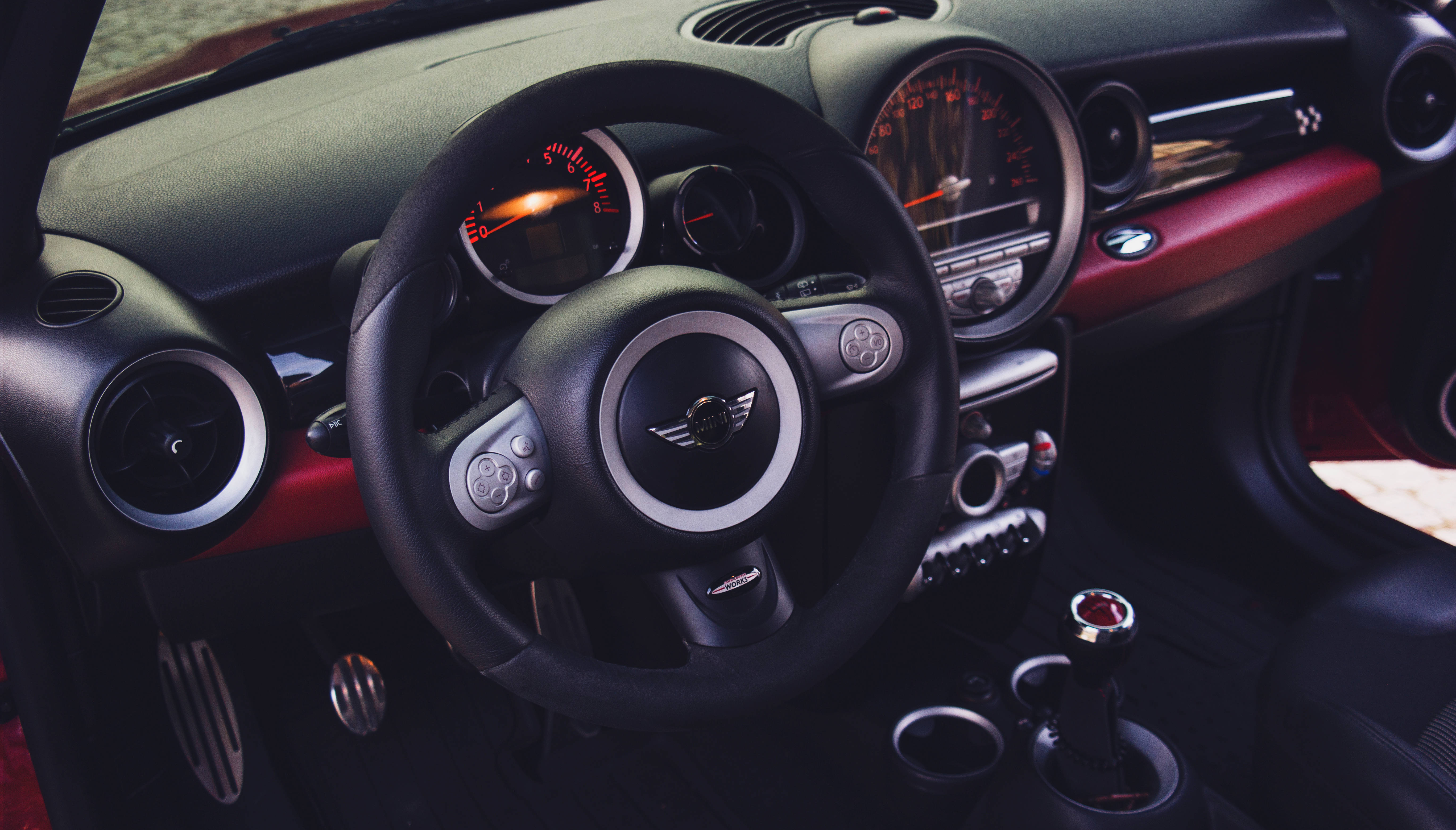 MINI Cooper, black, red accents, 5K Desktop Wallpaper