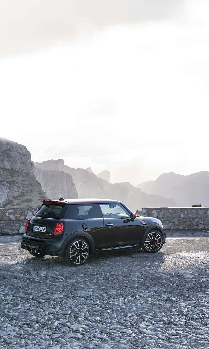 Mini Cooper S E, mountain backdrop, gravel road, HD Phone Wallpaper