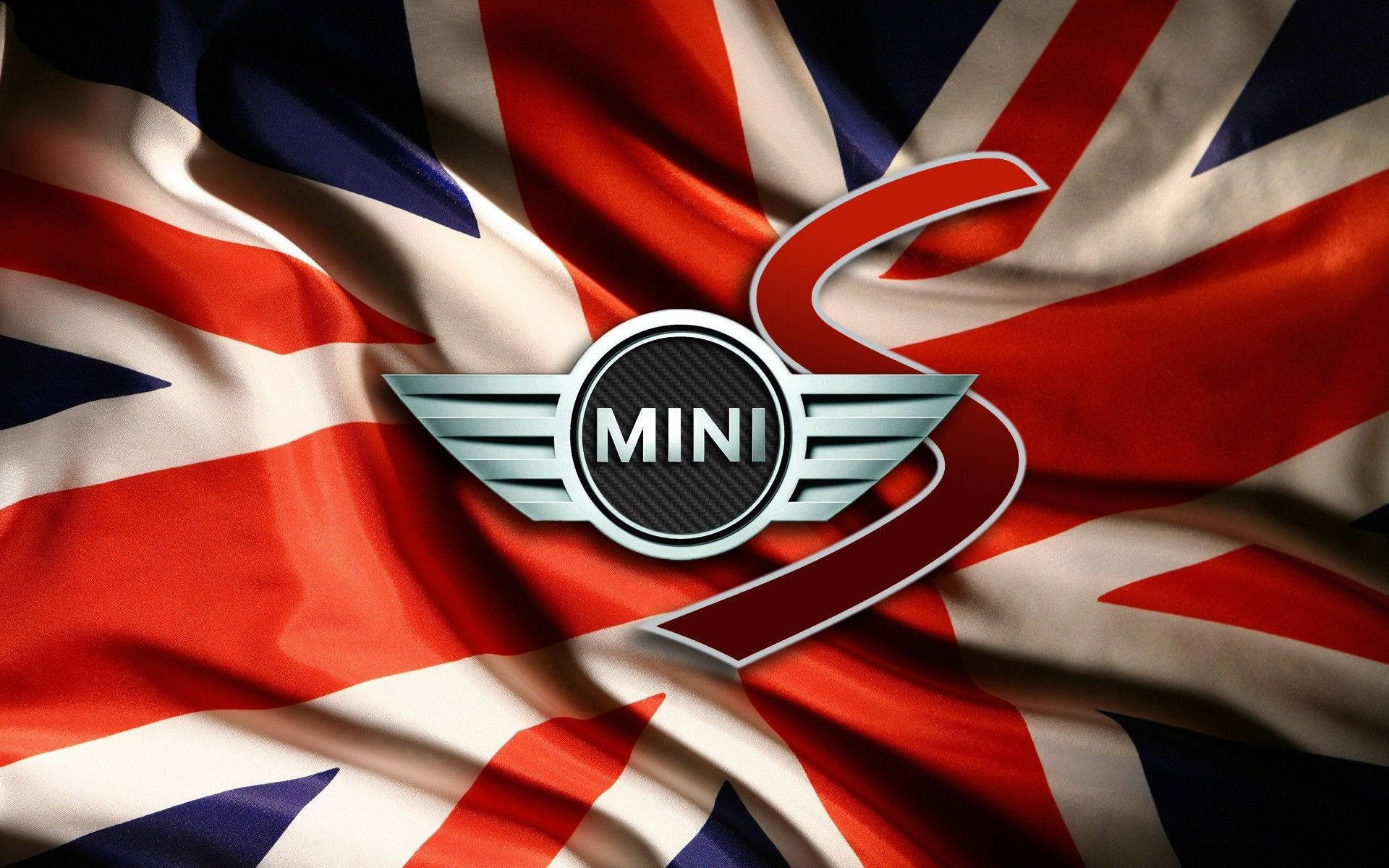 MINI S logo, British flag, red white and blue stripes, Full HD Desktop Wallpaper
