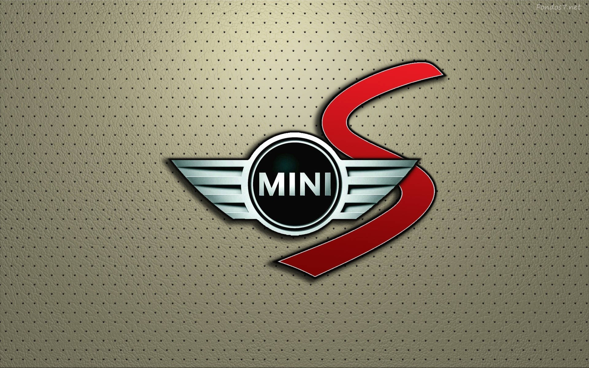 MINI S, glossy red and silver, winged emblem, Full HD Desktop Wallpaper