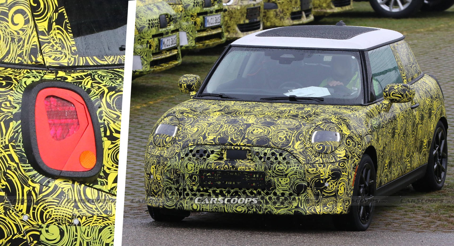 Mini Cooper, green and black art pattern, bold yellow swirl patterns, Full HD Desktop Wallpaper