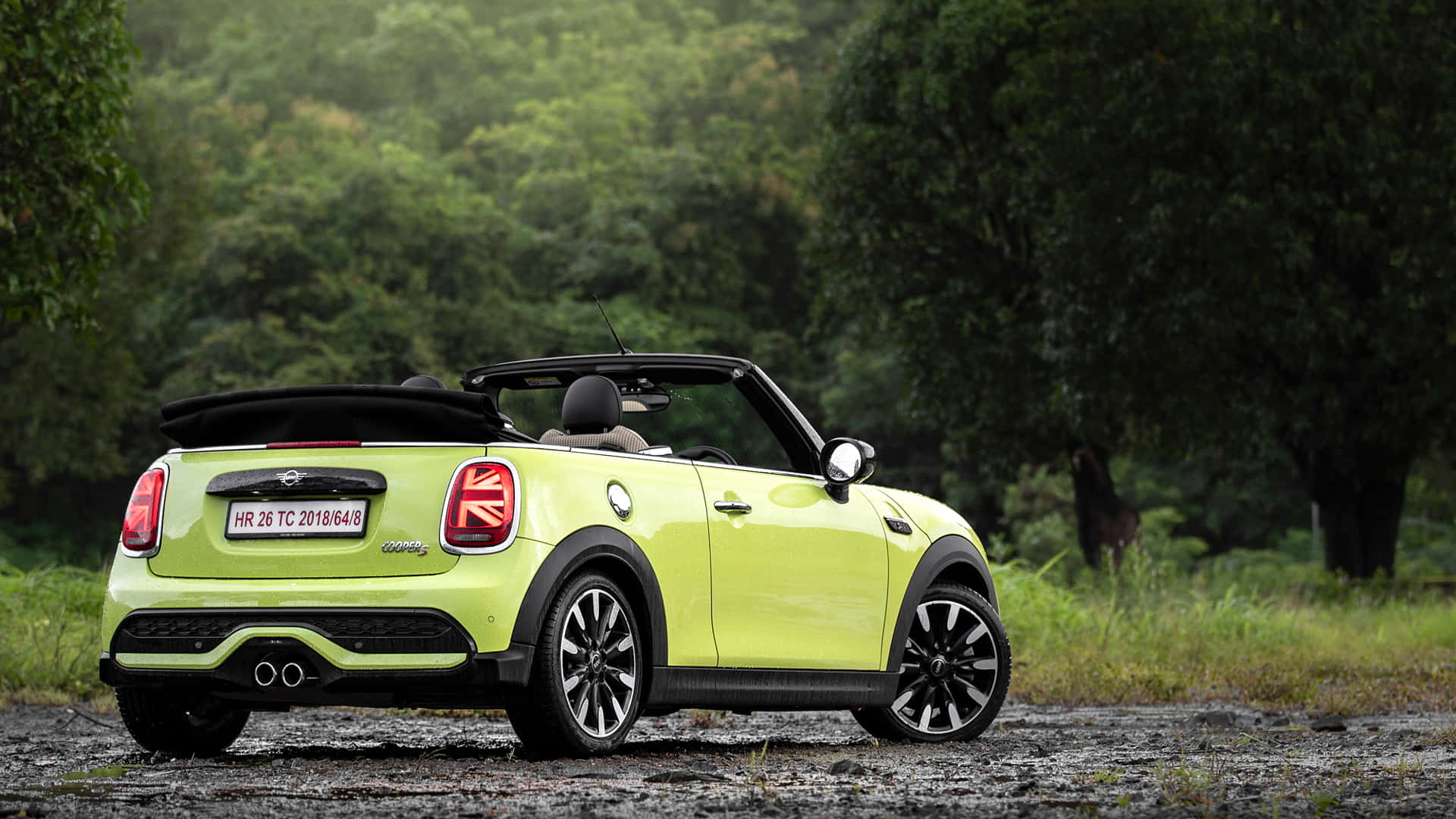 Mini Cooper S, lime green, convertible, Full HD Desktop Wallpaper