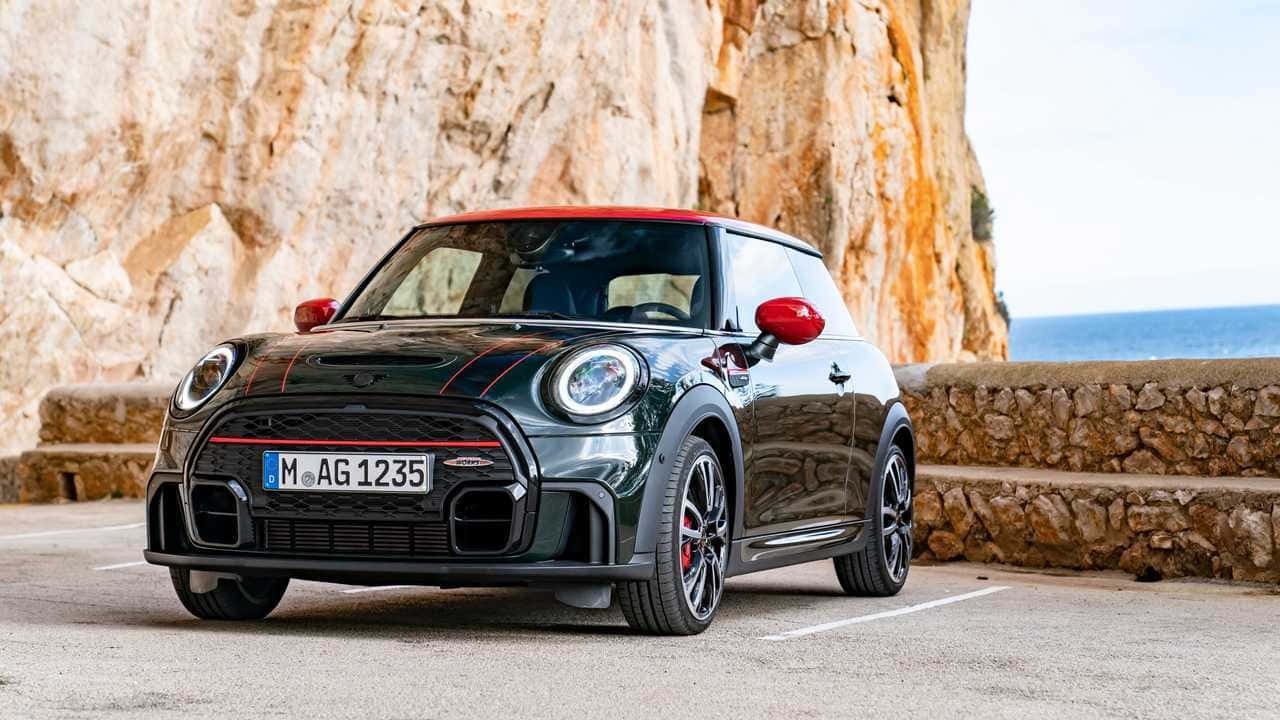 Mini John Cooper Works, dark green, red accents, HD Desktop Wallpaper