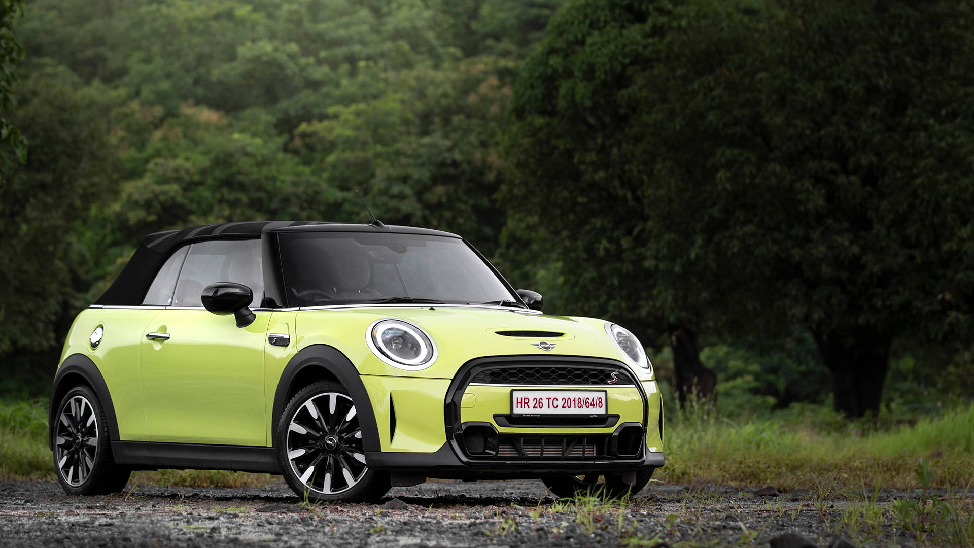 MINI, neon green, forest, Full HD Desktop Wallpaper