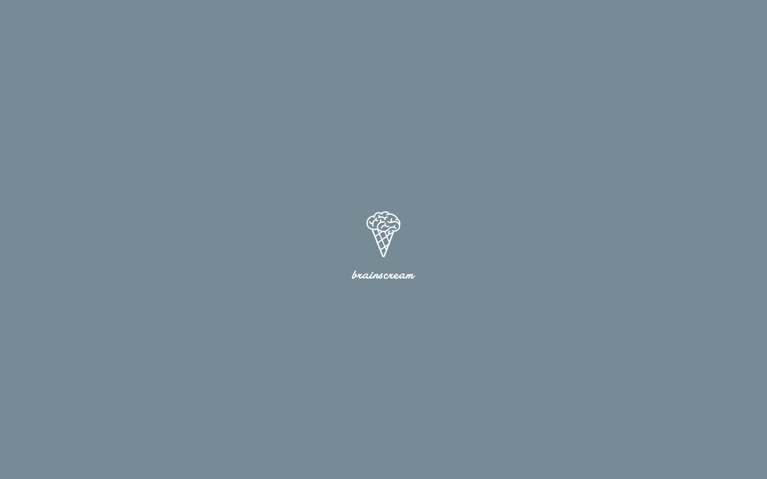 ice cream cone, brain-shaped scoop, white line drawing, 2K Desktop Wallpaper