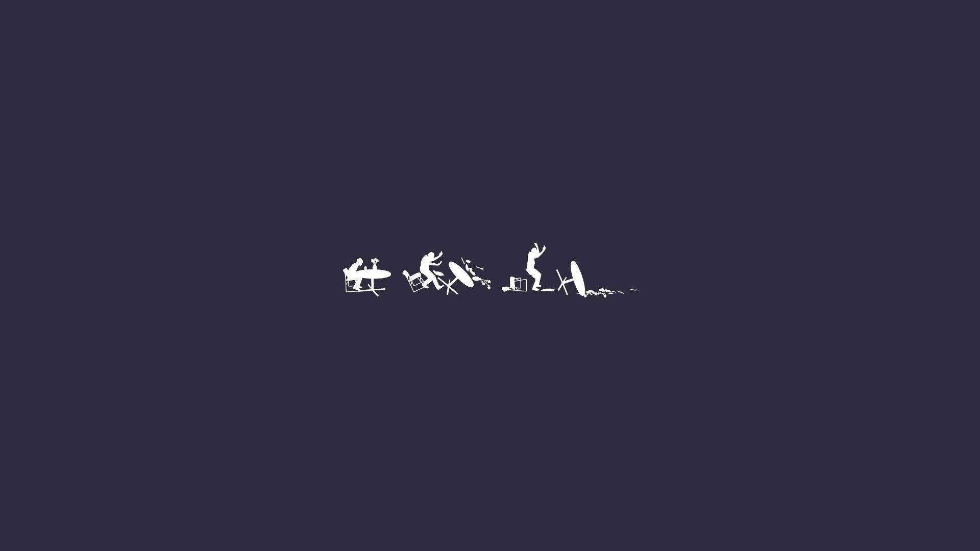 Minimal Aesthetic Desktop, white silhouettes, dynamic poses, Full HD Desktop Wallpaper