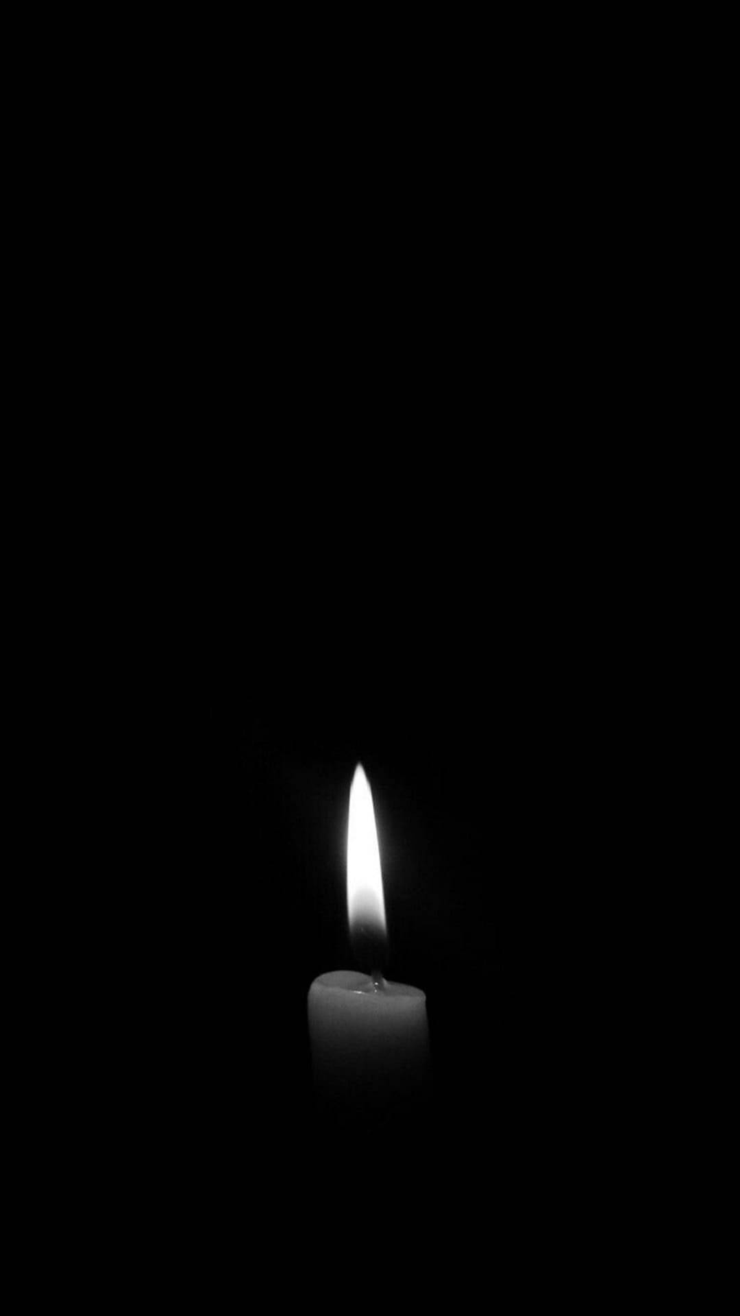 BW Lit Candle Minimal Dark iPhone, lit candle, soft glow, Full HD Phone Wallpaper