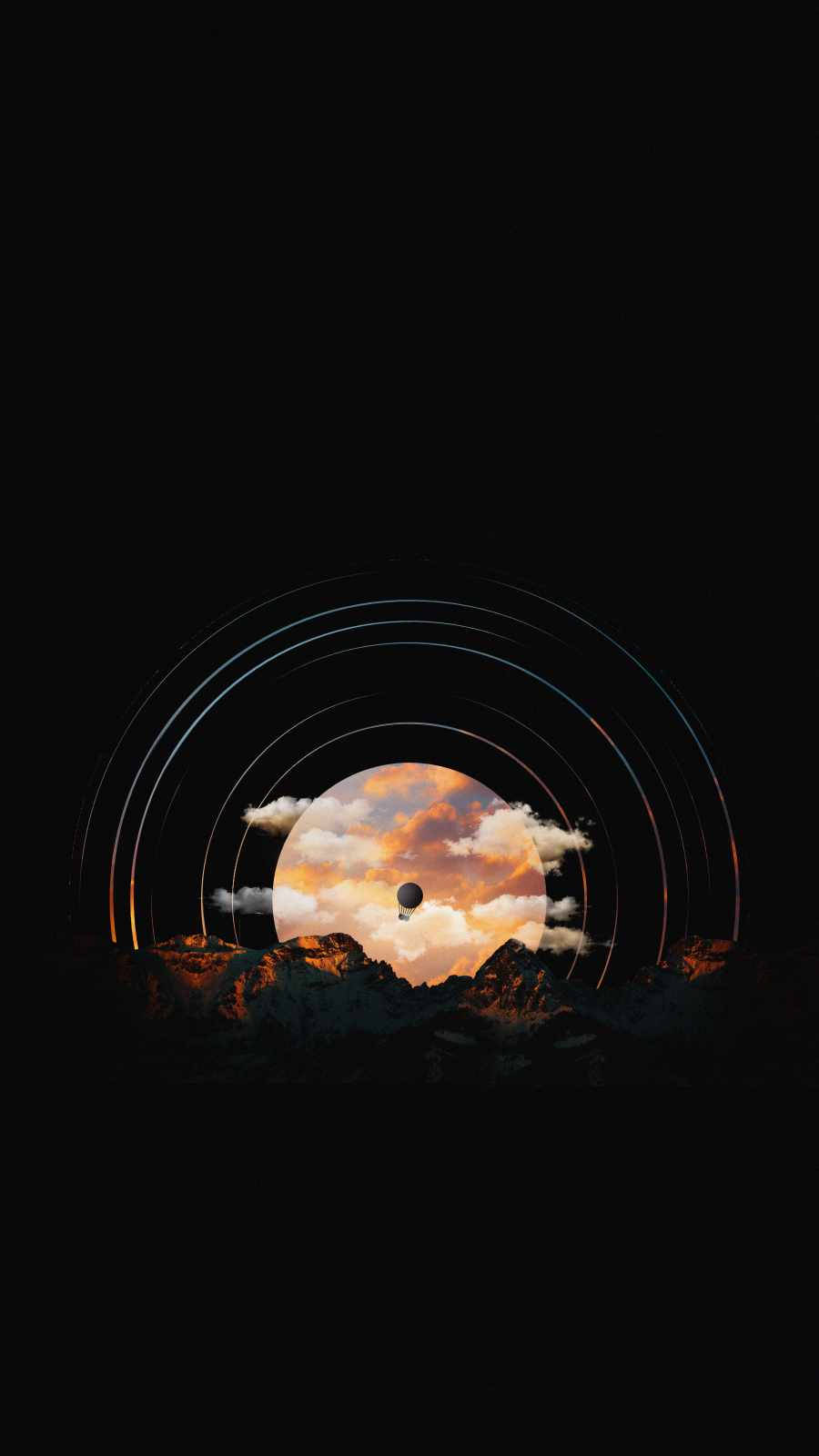 Orange Moon, surreal cosmic scene, glowing sunset sky, HD Phone Wallpaper