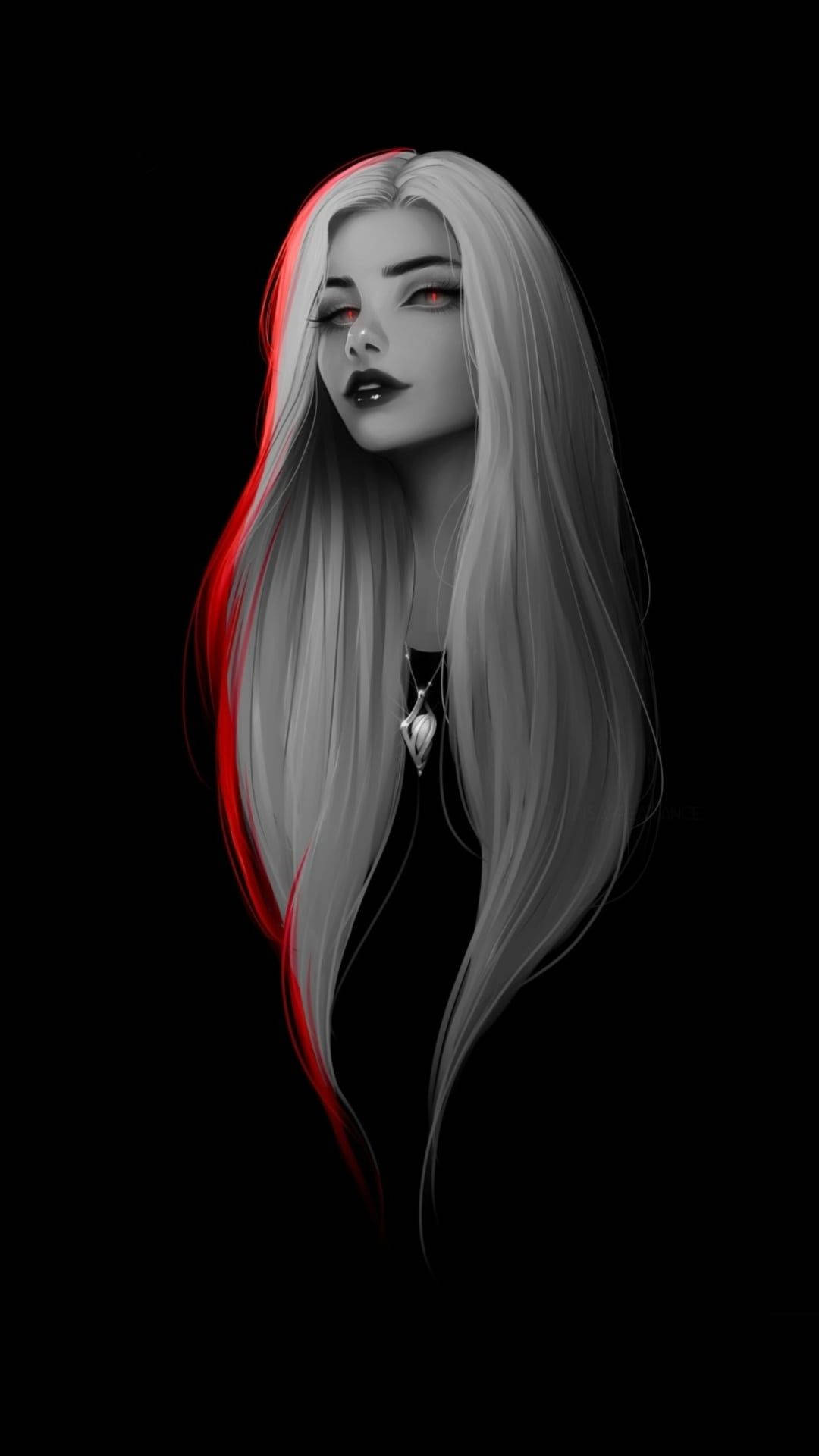 Cool Girl Artwork, minimal dark iPhone, long silver hair, Full HD Phone Wallpaper