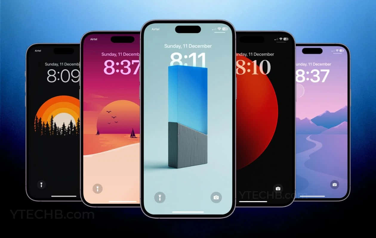 iPhone, minimal design, gradient blue background, SD Desktop Wallpaper