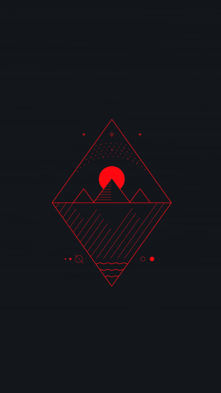 Minimal iPhone, red, geometric mountain, HD Phone Wallpaper