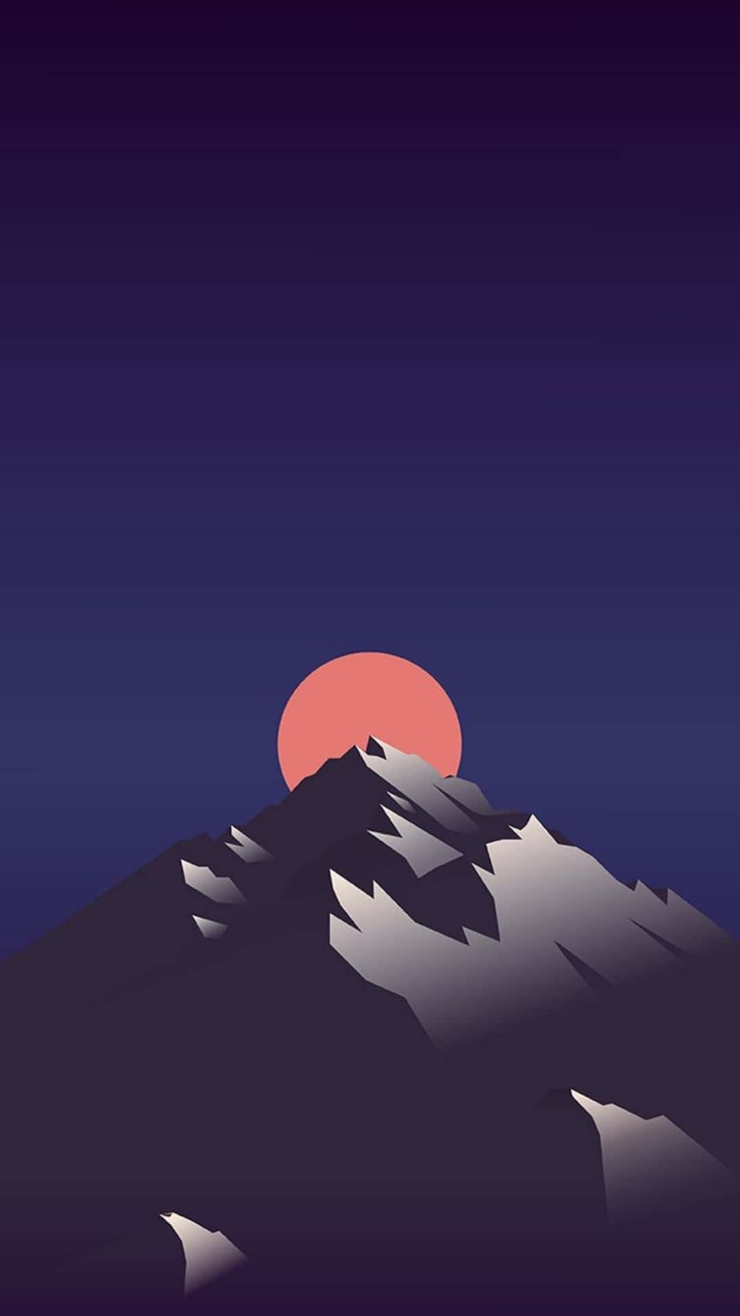 minimal iPhone, glowing coral sun, twilight sky, Full HD Phone Wallpaper