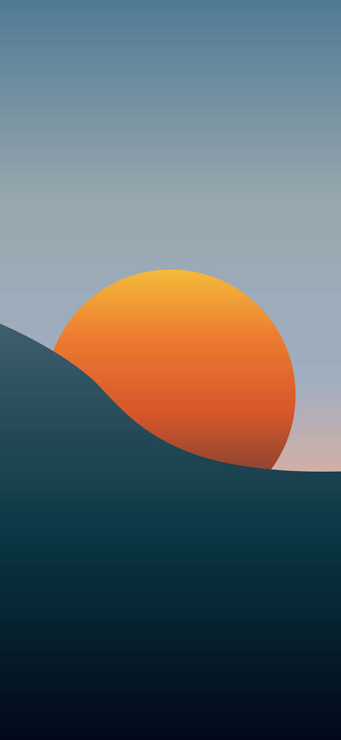 Minimal iPhone, sunset, orange sun, HD Phone Wallpaper