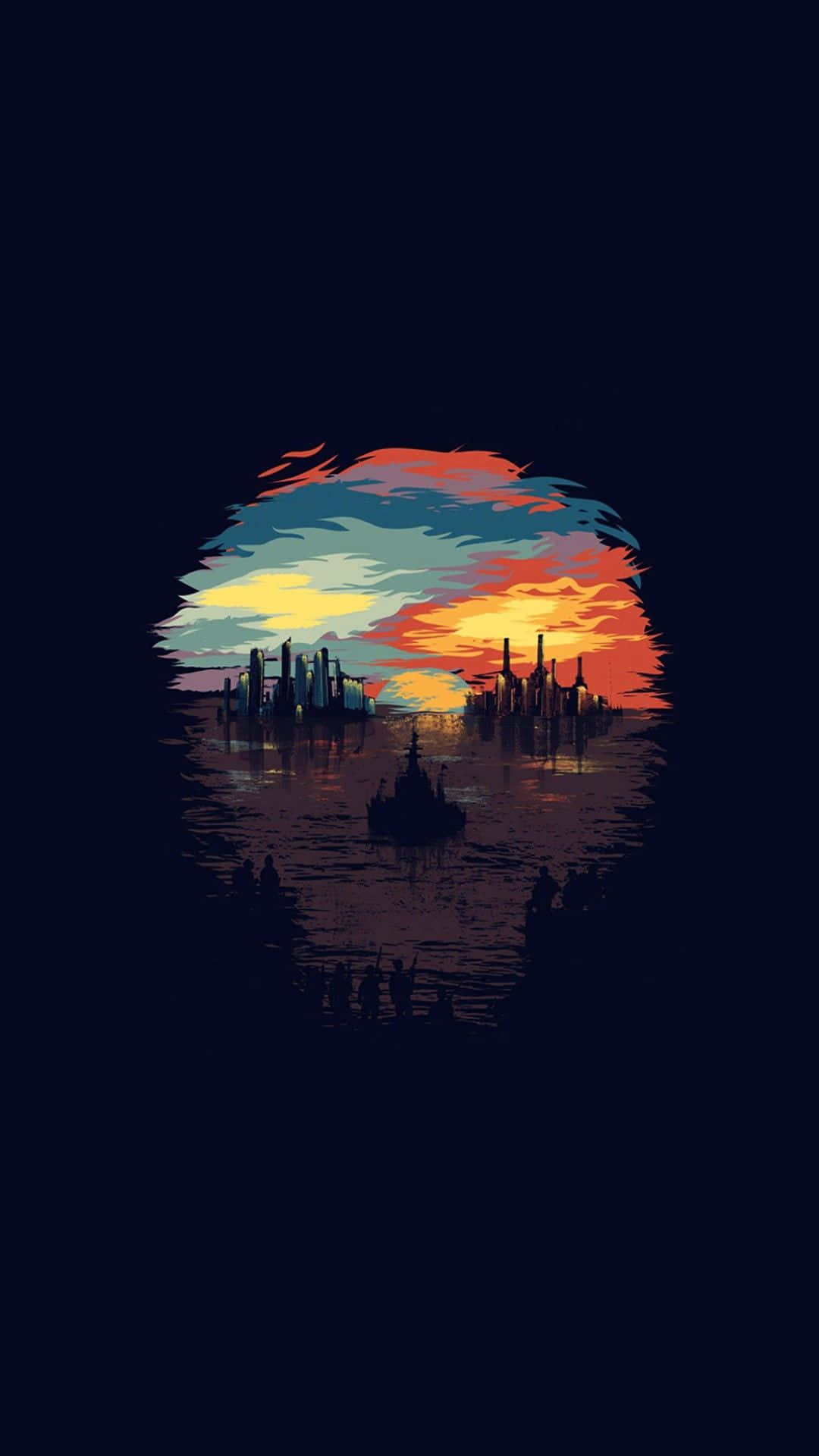 iPhone, sunset, city skyline, Full HD Phone Wallpaper