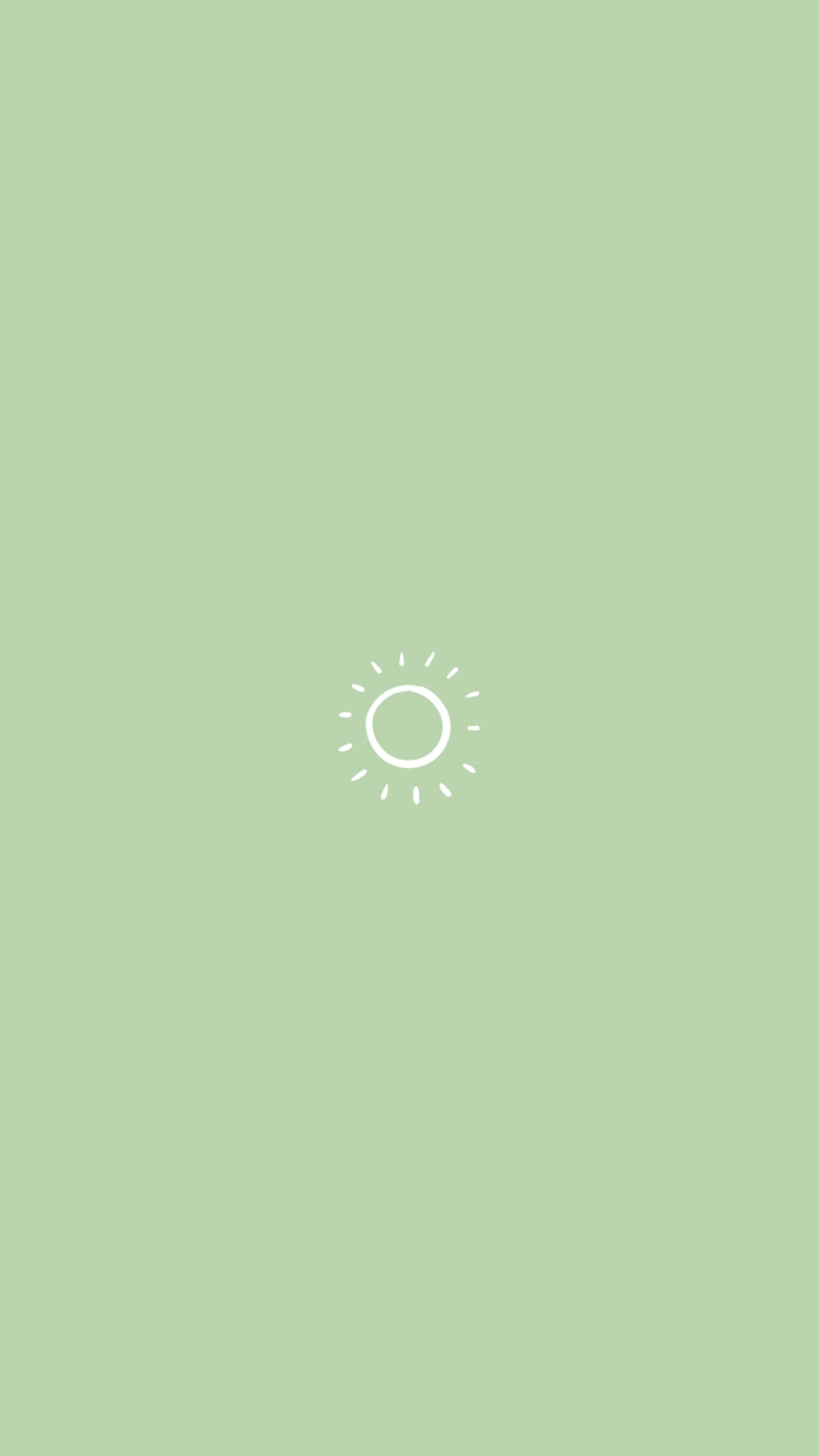 white sun icon, solid sage green background, minimalist, Full HD Phone Wallpaper