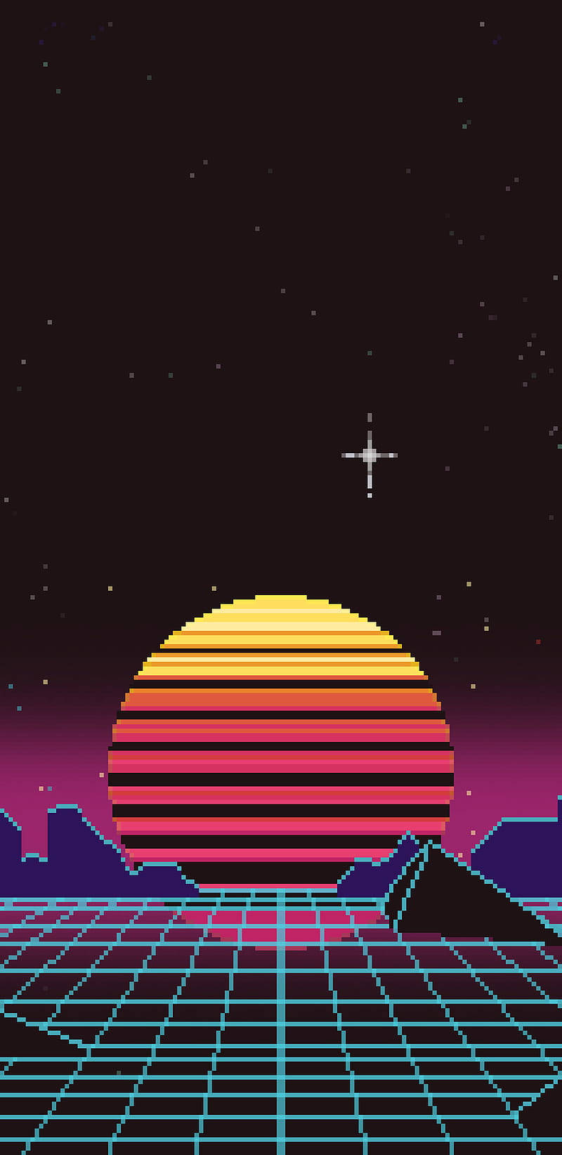 Minimal Pixel, pixelated sunset, vibrant horizontal stripes, HD Phone Wallpaper