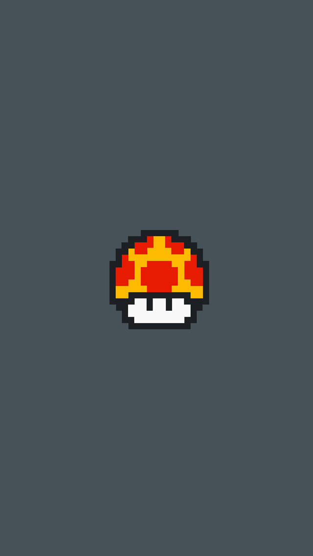 mushroom, pixel art, red and yellow, SD Phone Wallpaper