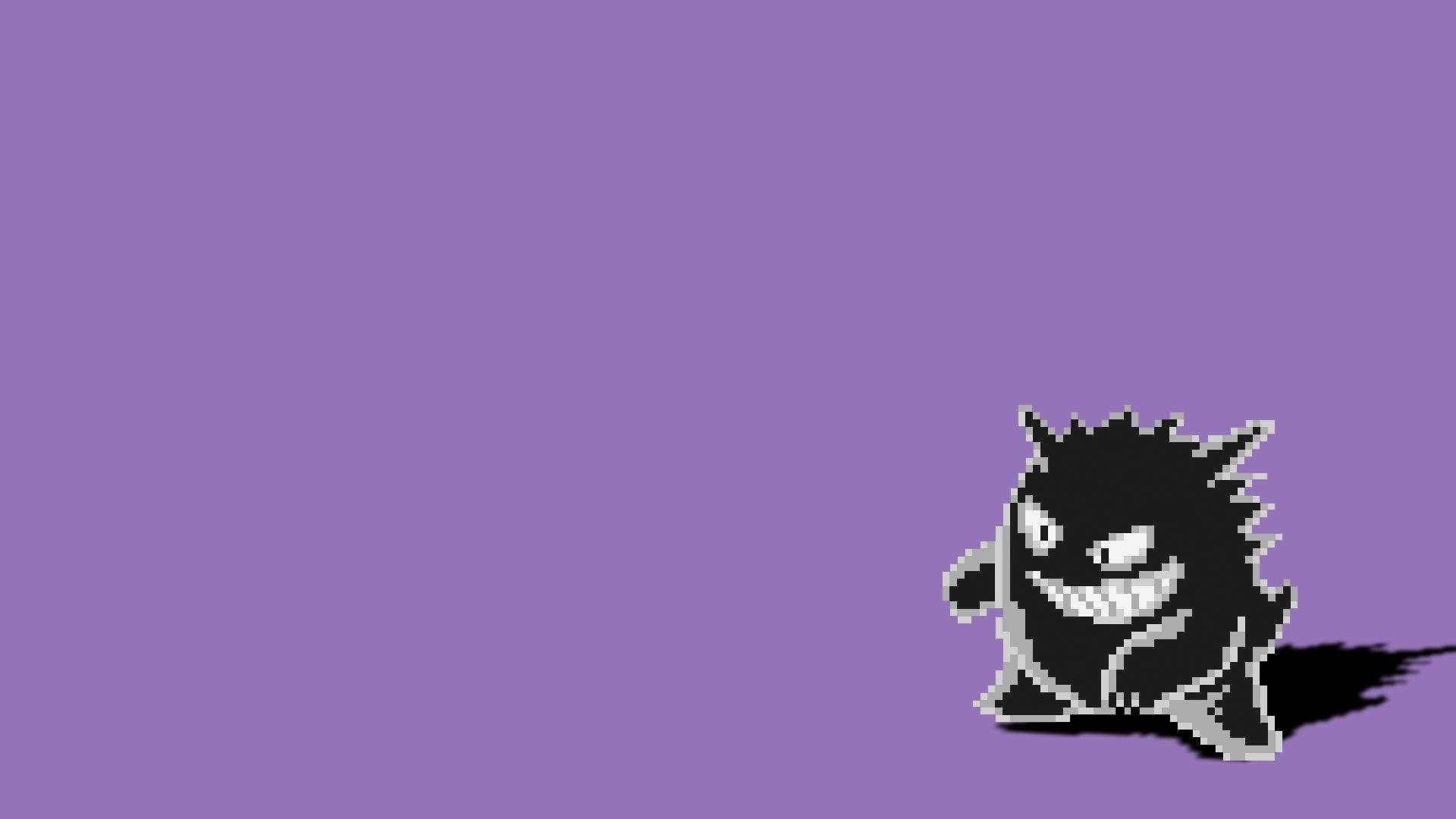 minimal pixel, pixelated ghost Pokémon, wide grin, Full HD Desktop Wallpaper