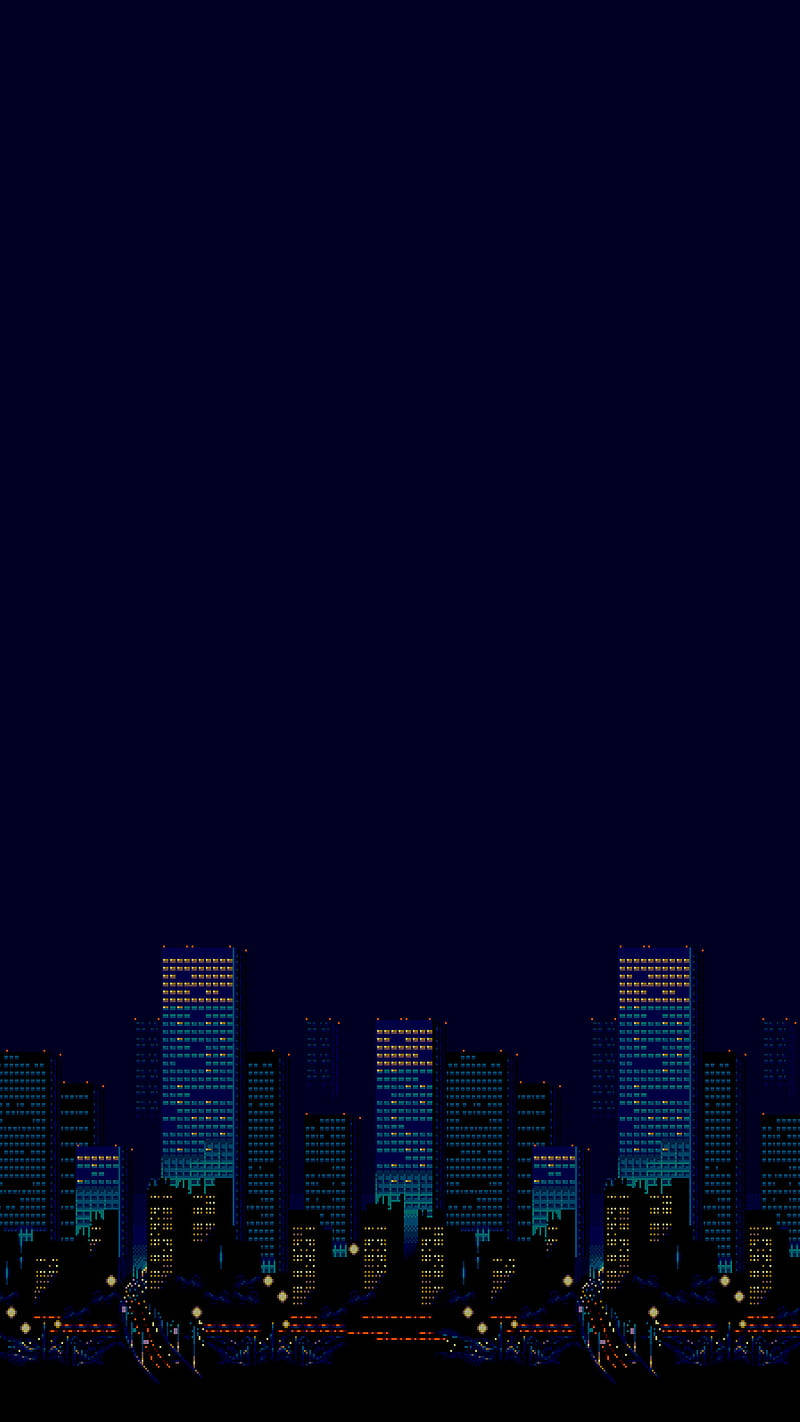 Minimal Pixel, 3D shapes, pixelated city skyline, HD Phone Wallpaper