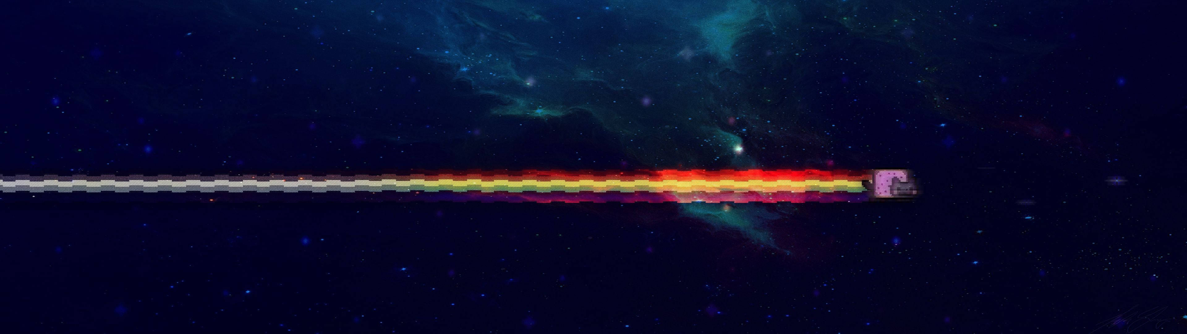 Minimal Pixel, spaceship, vibrant rainbow trail, 4K Desktop Wallpaper