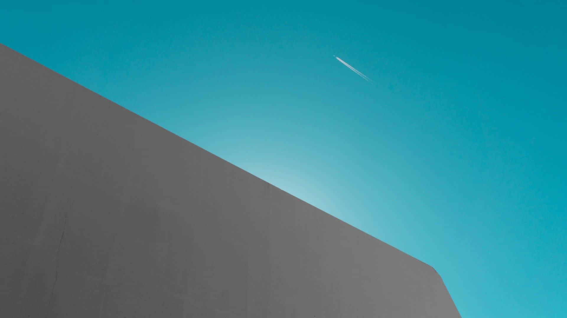1080p minimalist, stark gray concrete wall, vibrant turquoise sky, Full HD Desktop Wallpaper