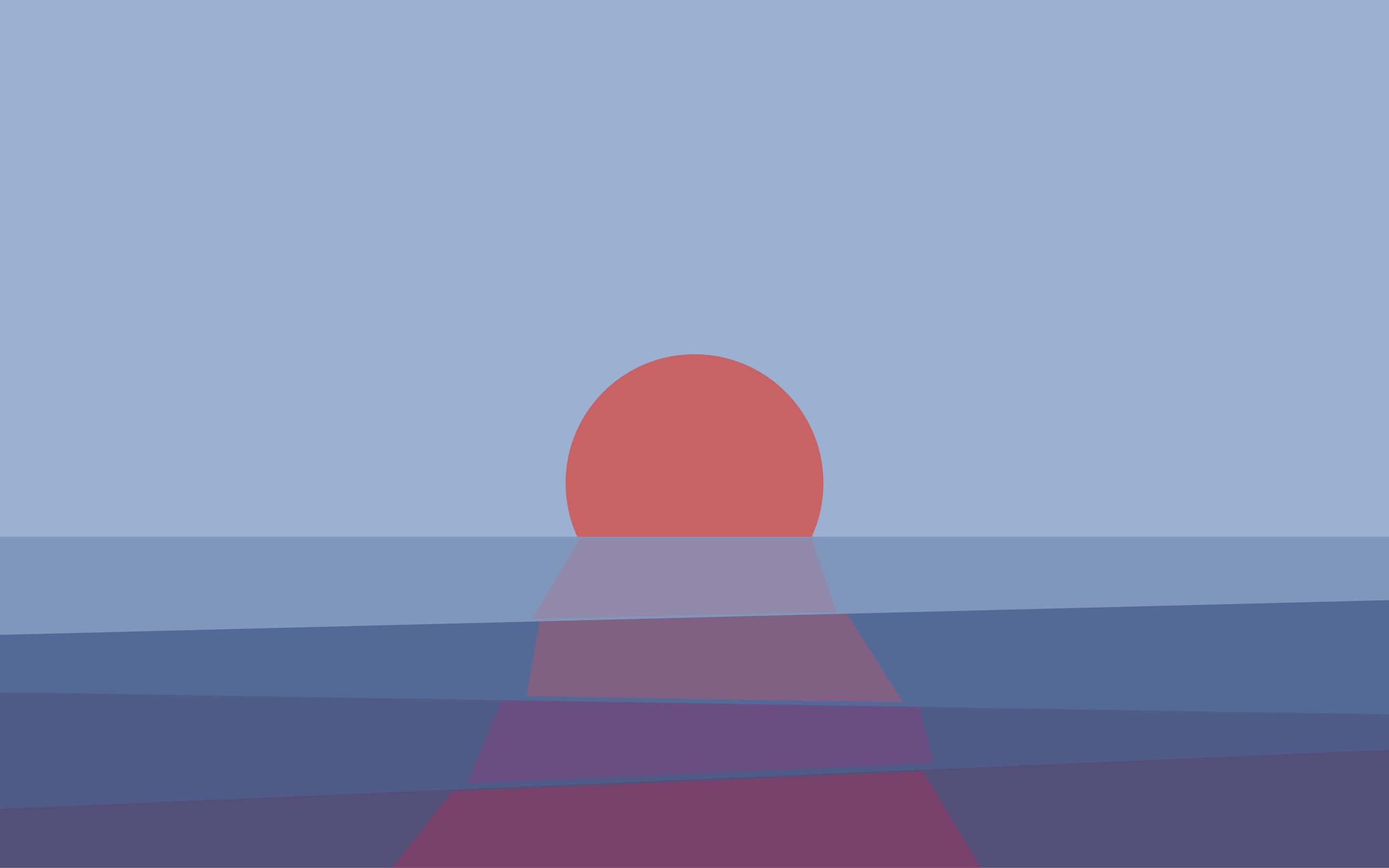 minimalism, sunset, red sun, 2K Desktop Wallpaper