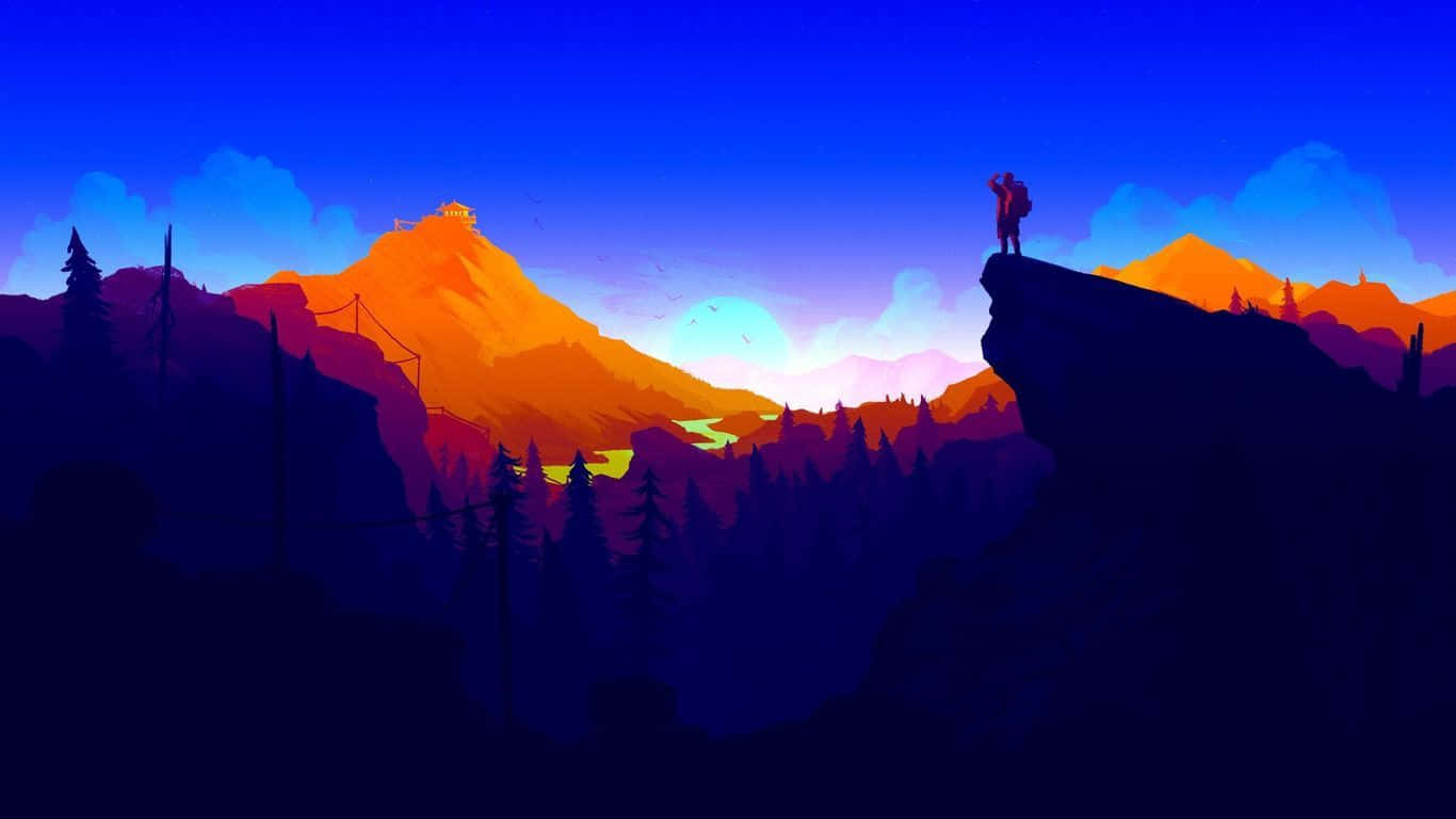 1366x768, minimalist, sunset, HD Desktop Wallpaper