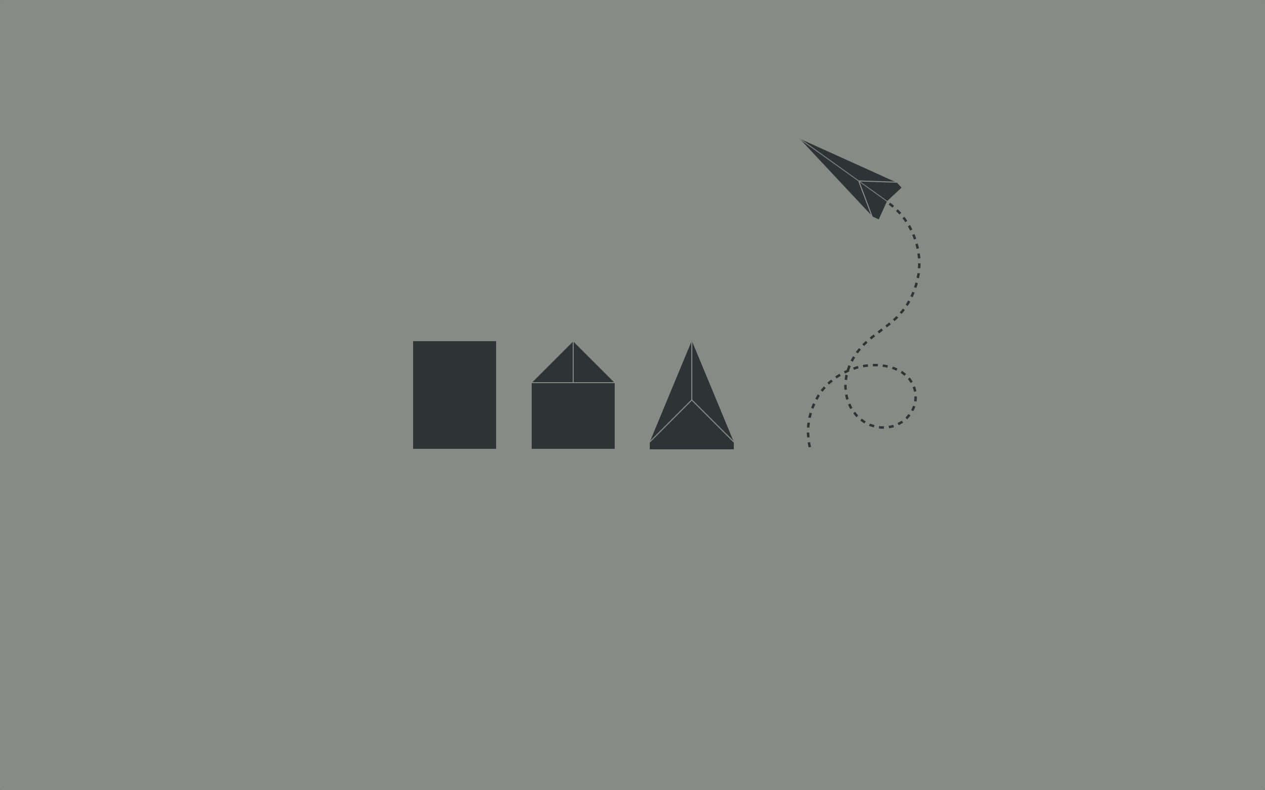 minimalist abstract, paper airplane, geometric shapes, 2K Desktop Wallpaper