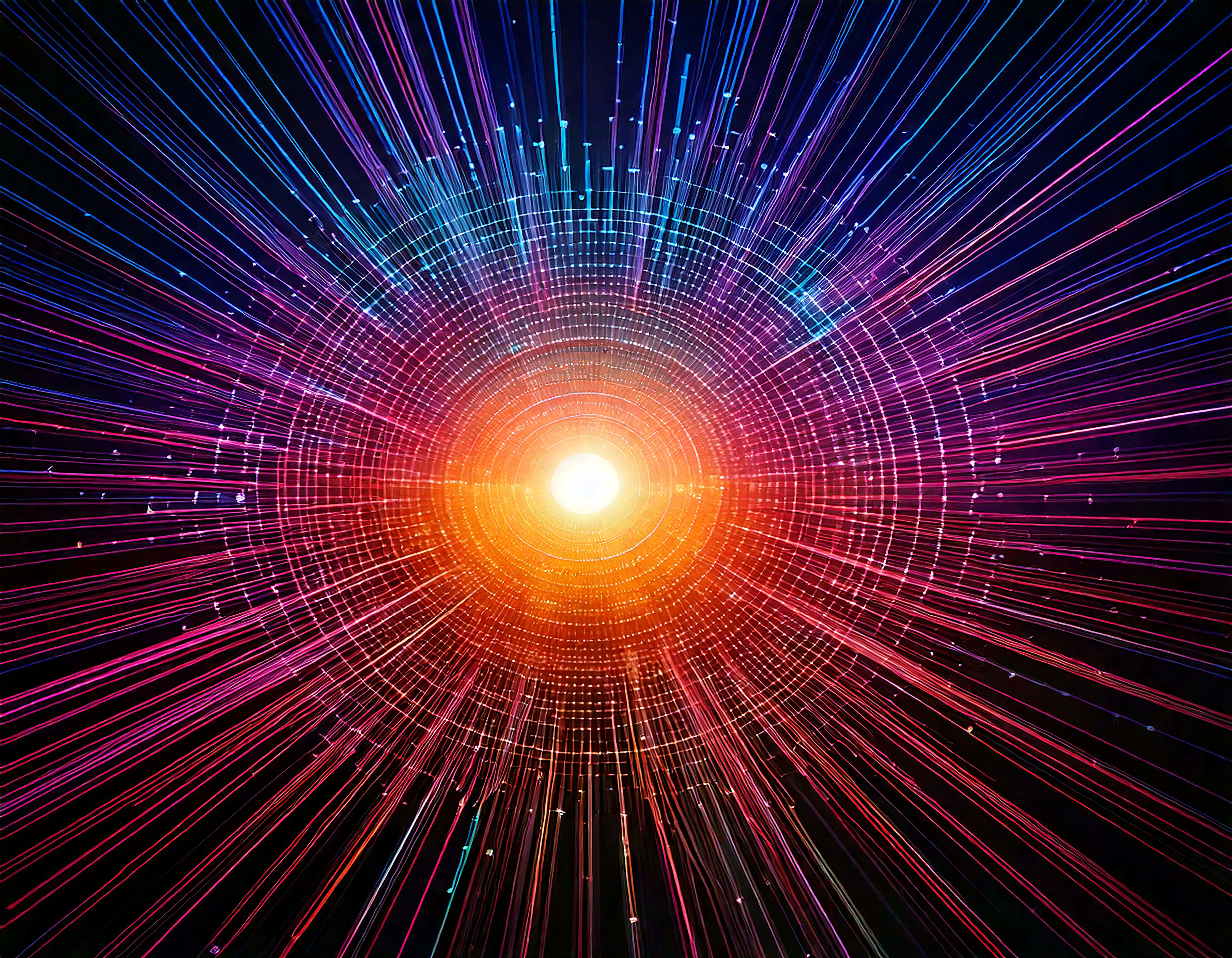 digital connection, glowing lines, orange pink and blue, 8K Desktop Wallpaper