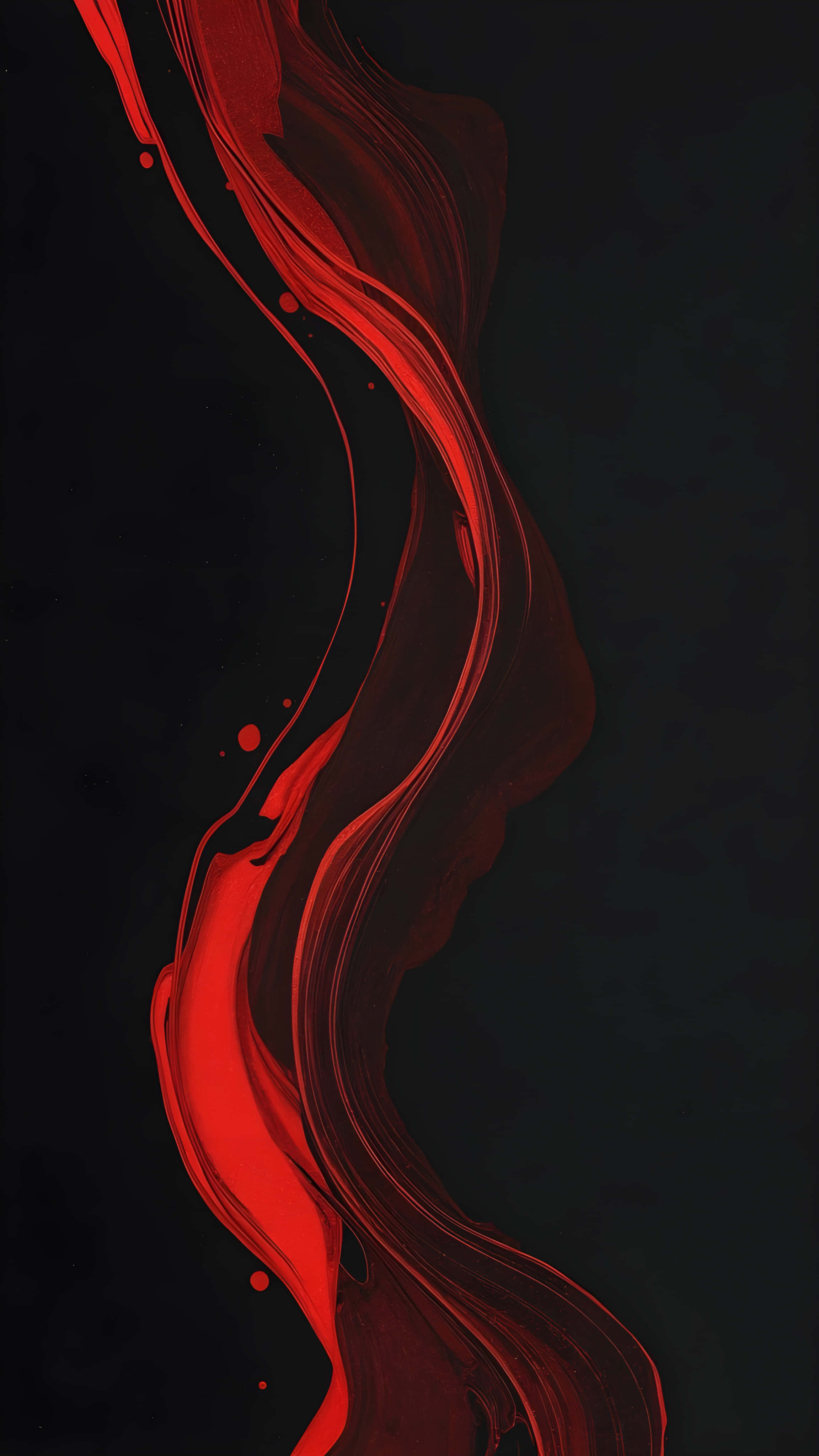 minimalist abstract, flowing red ink, textured black background, 4K Phone Wallpaper