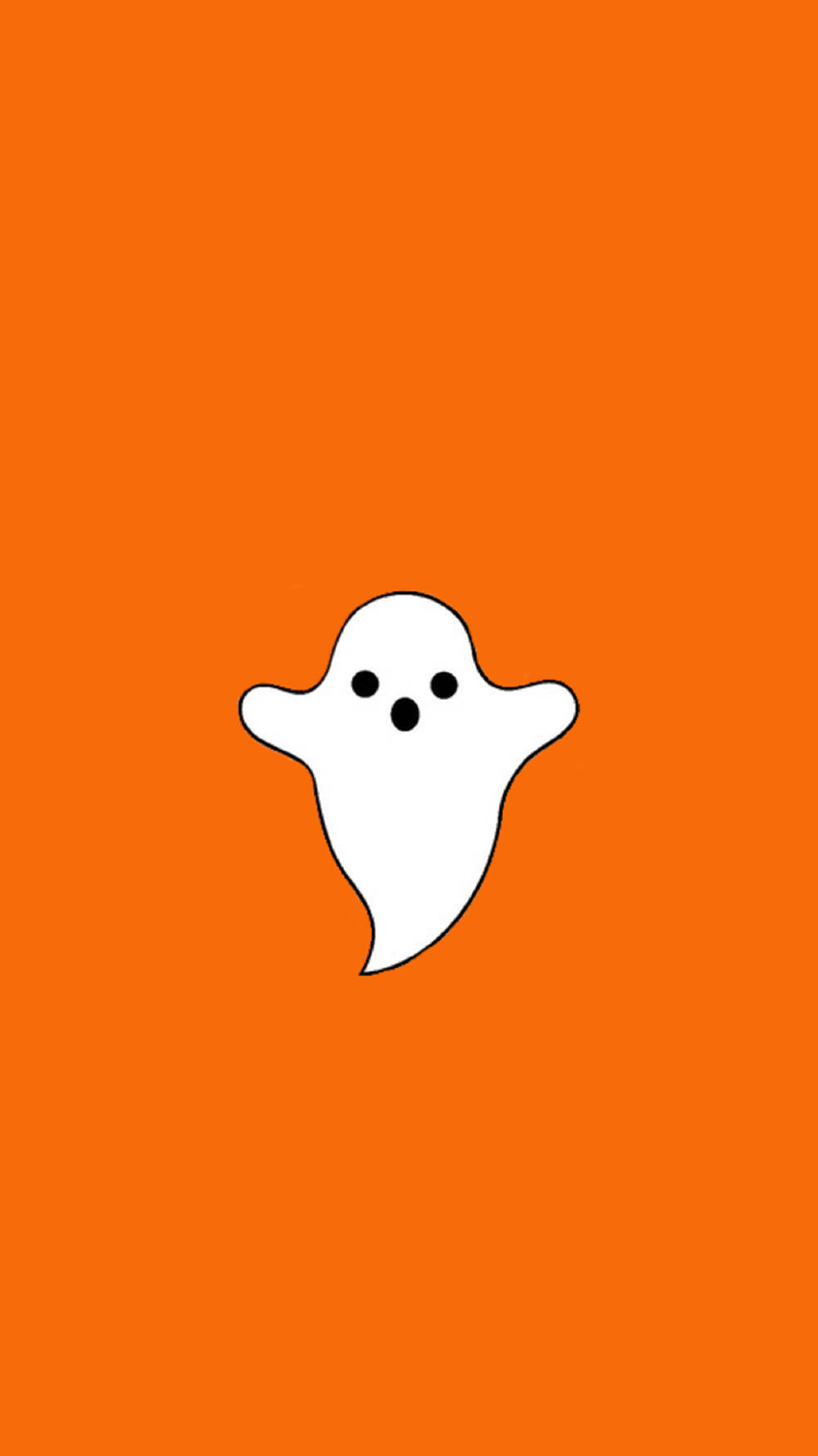 white ghost, black eyes, solid orange background, HD Phone Wallpaper