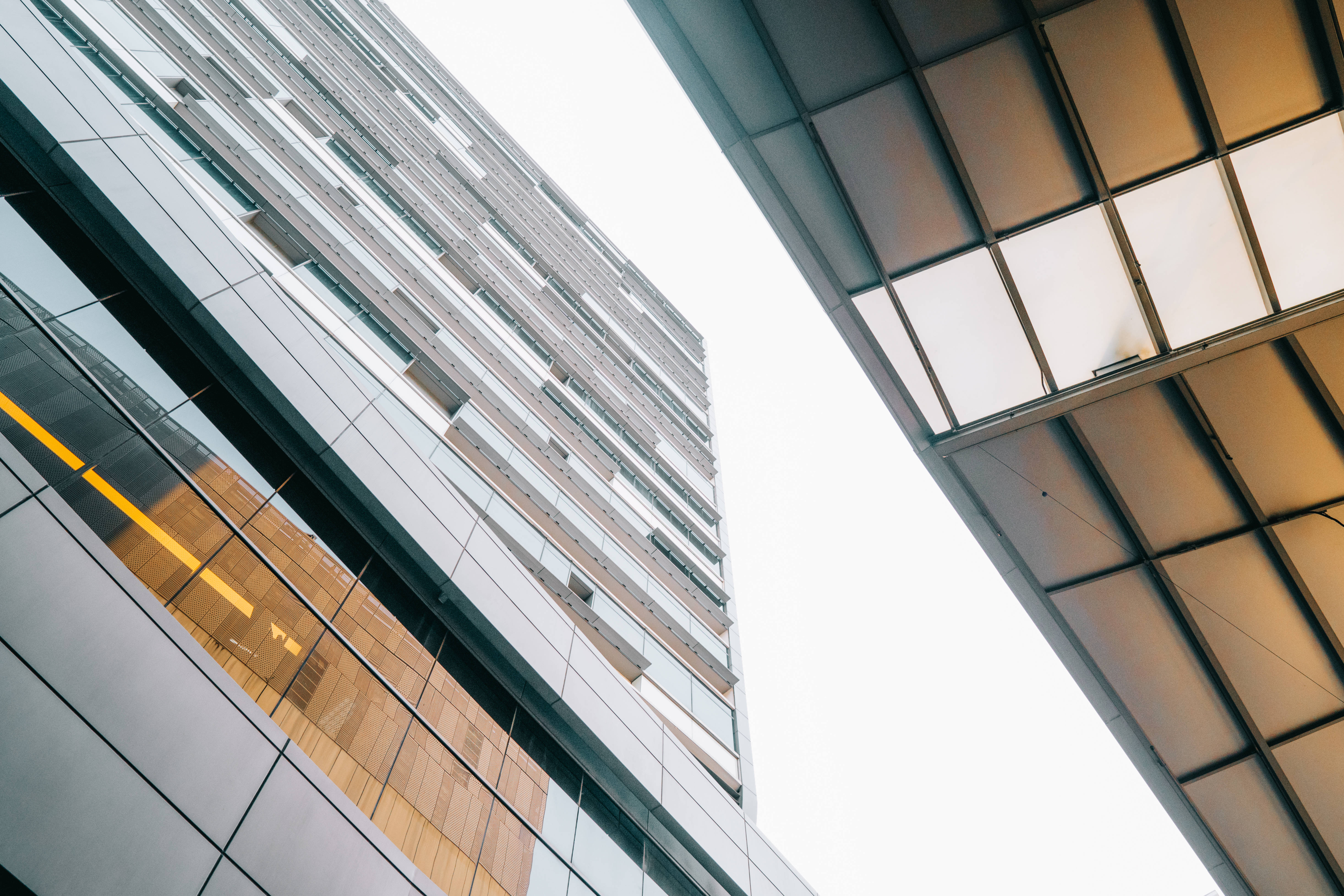 Minimalist Aesthetic, desktop building facade, modern glass and steel skyscrapers, 5K Desktop Wallpaper