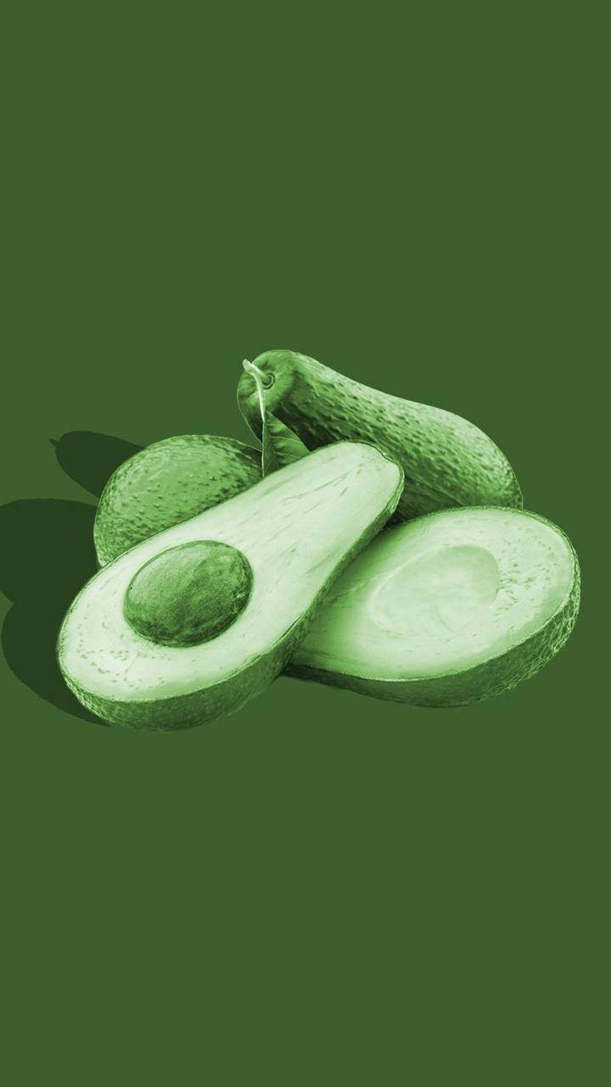 avocado, pit, solid green background, Full HD Phone Wallpaper