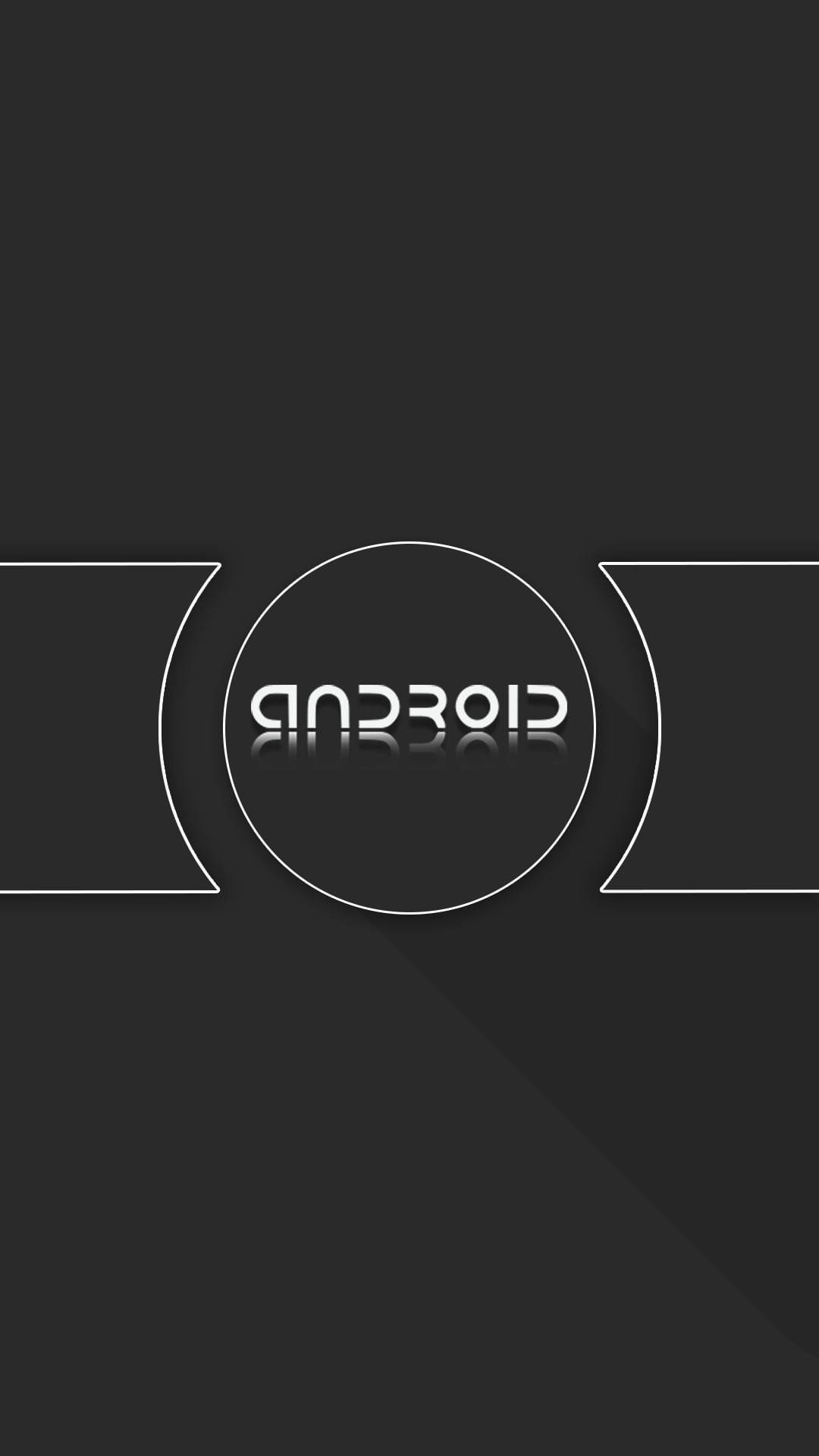 dark gray, white Android logo, circular frame, Full HD Phone Wallpaper