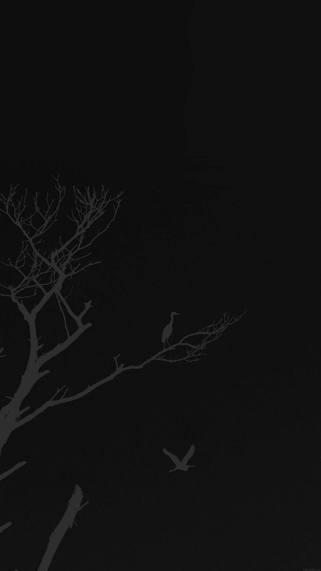withered tree, minimalist android, heron, Full HD Phone Wallpaper
