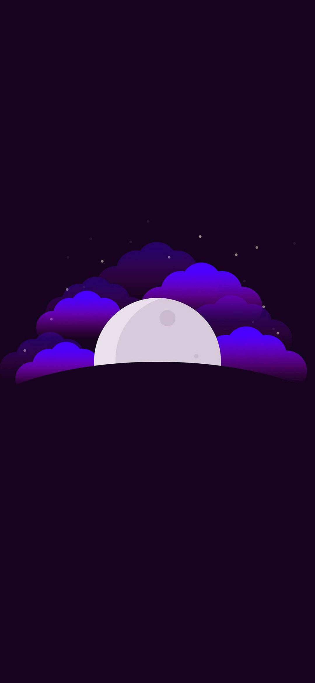 Moon, Purple clouds, Deep night sky, Full HD Phone Wallpaper