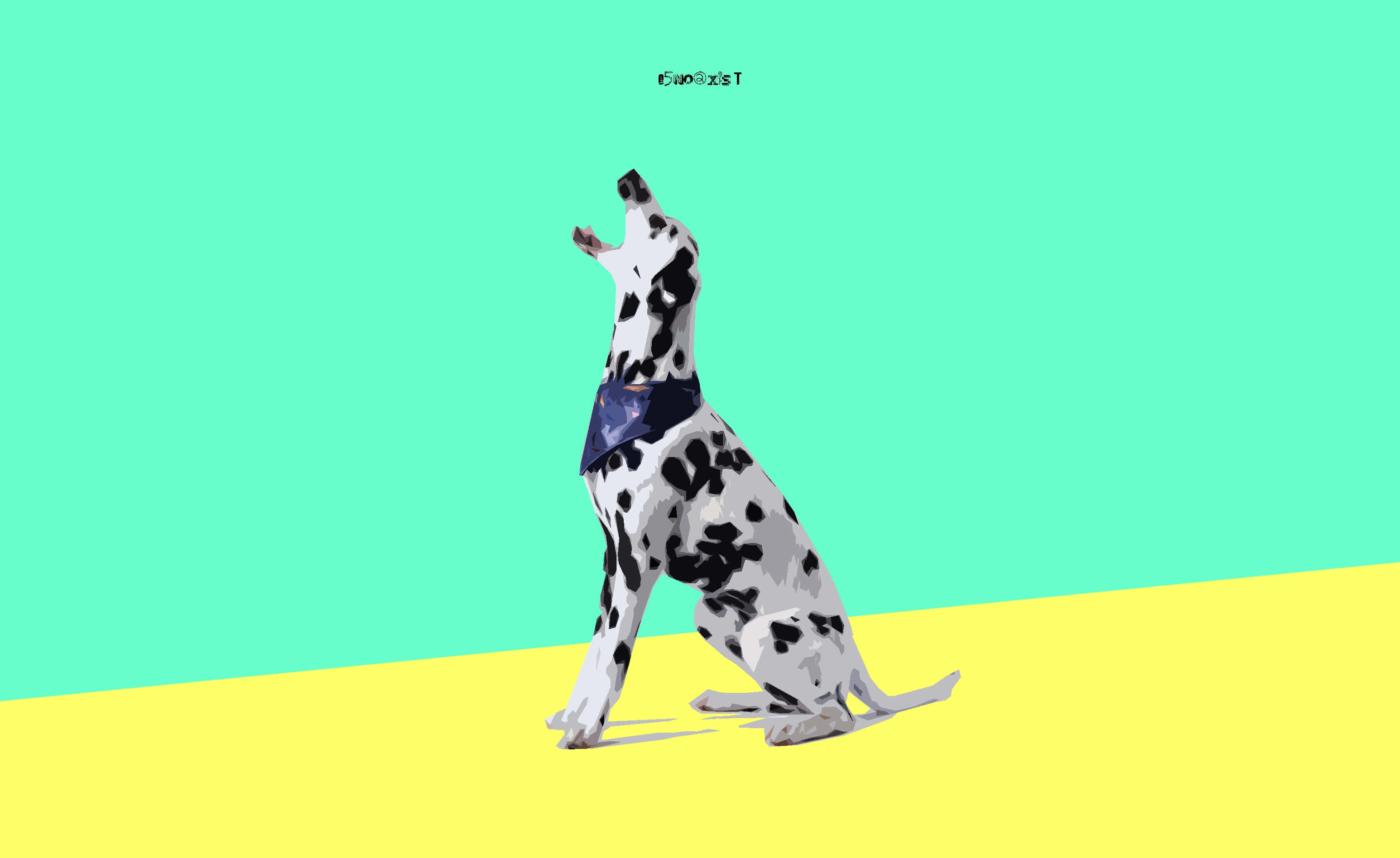 dalmatian dog, yellow floor, teal wall, 2K Desktop Wallpaper