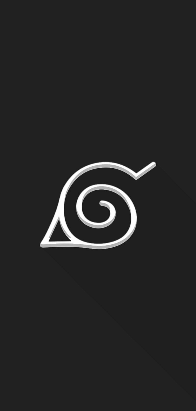 minimalist anime phone, konoha symbol, silver spiral symbol, HD Phone Wallpaper