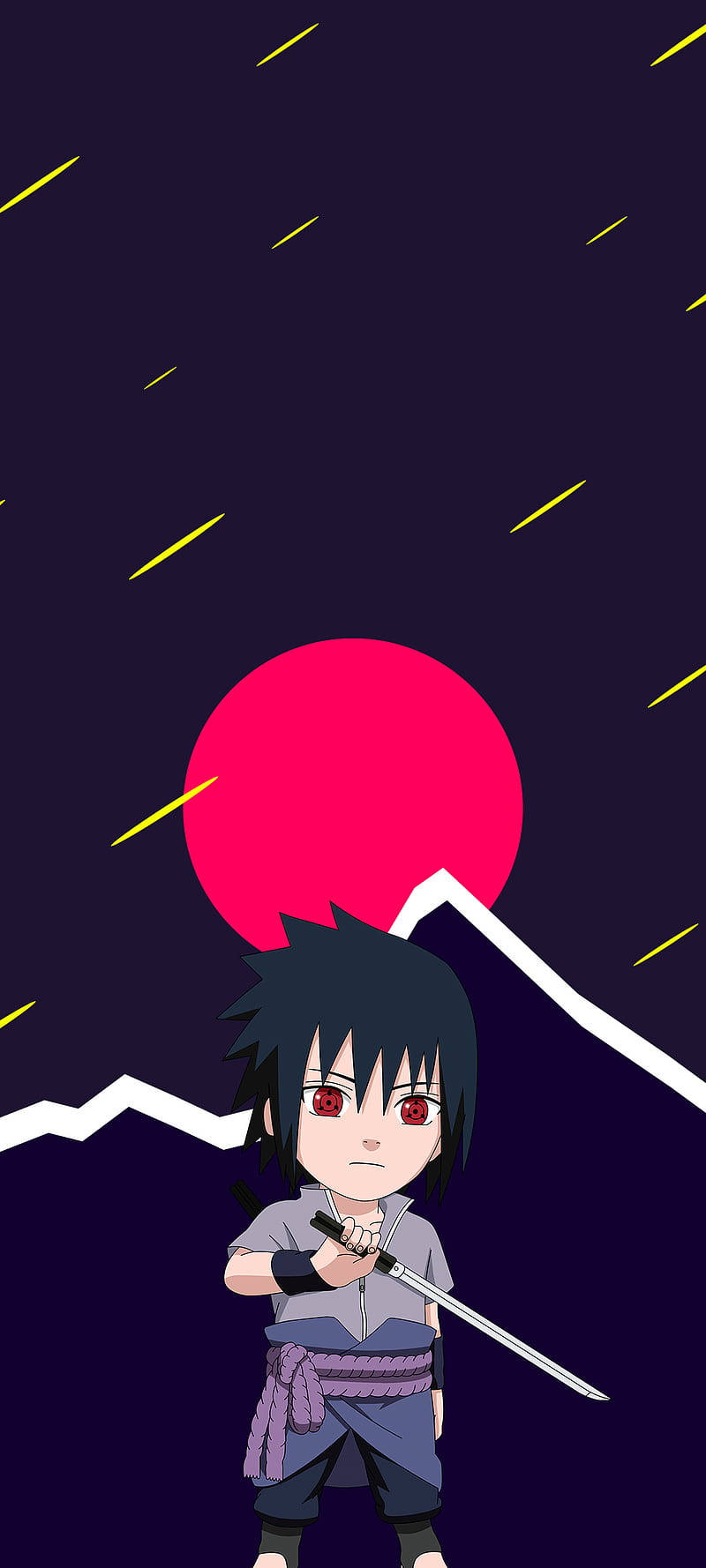 chibi sasuke, anime ninja, sword, HD Phone Wallpaper