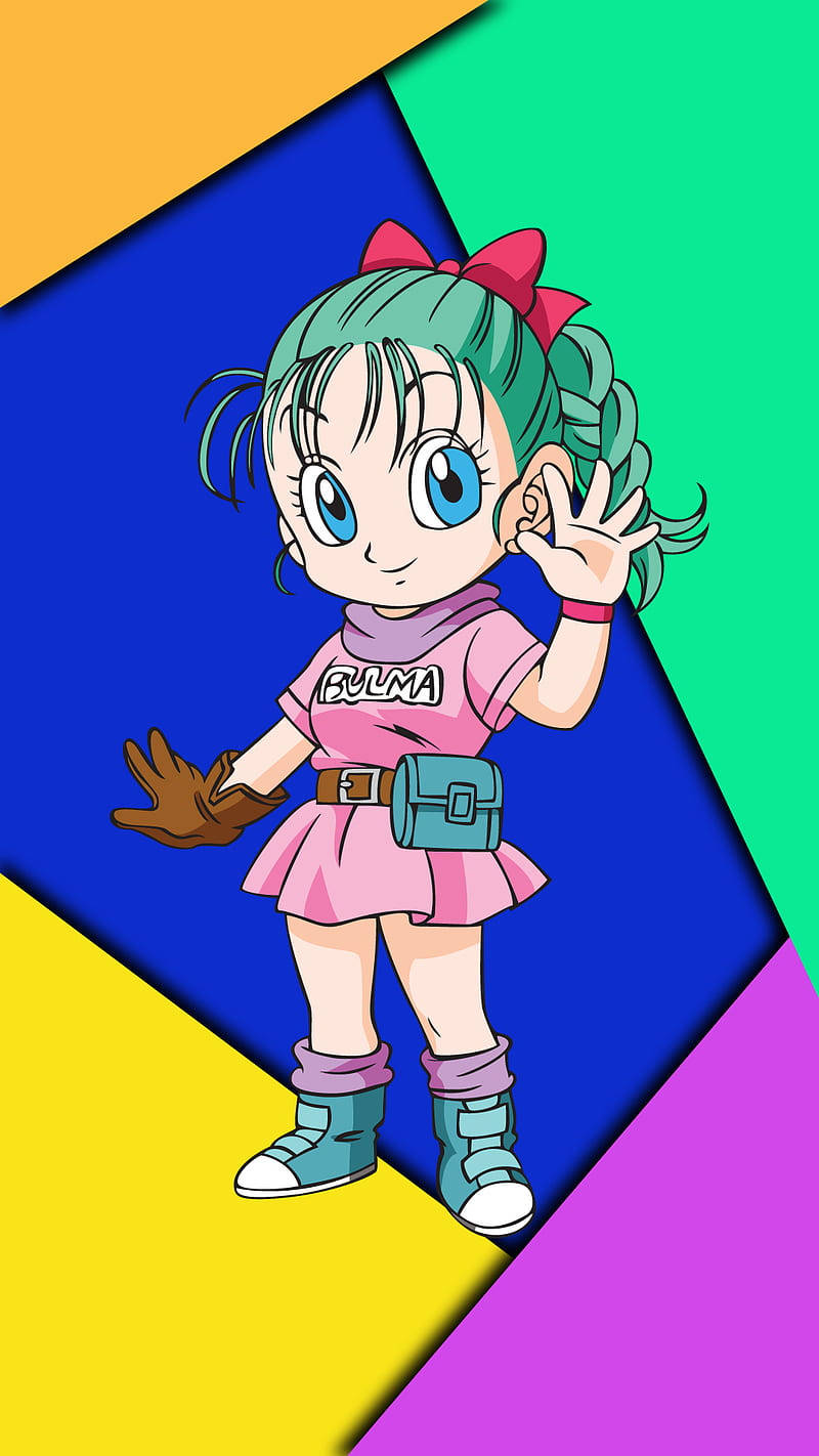 minimalist anime phone, chibi bulma, teal hair, HD Phone Wallpaper