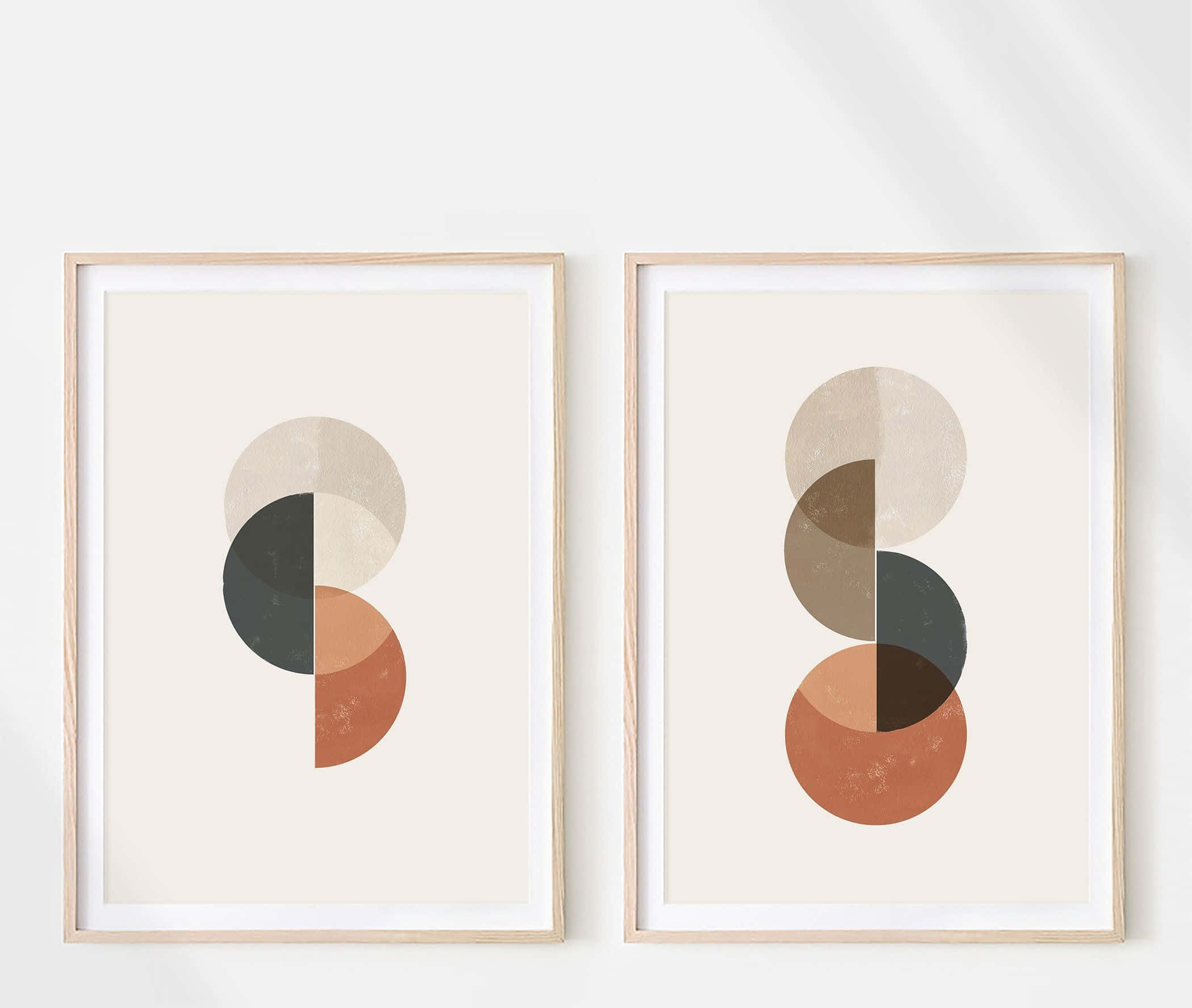 modern minimalist art, abstract artworks, earth-toned circles, Full HD Desktop Wallpaper