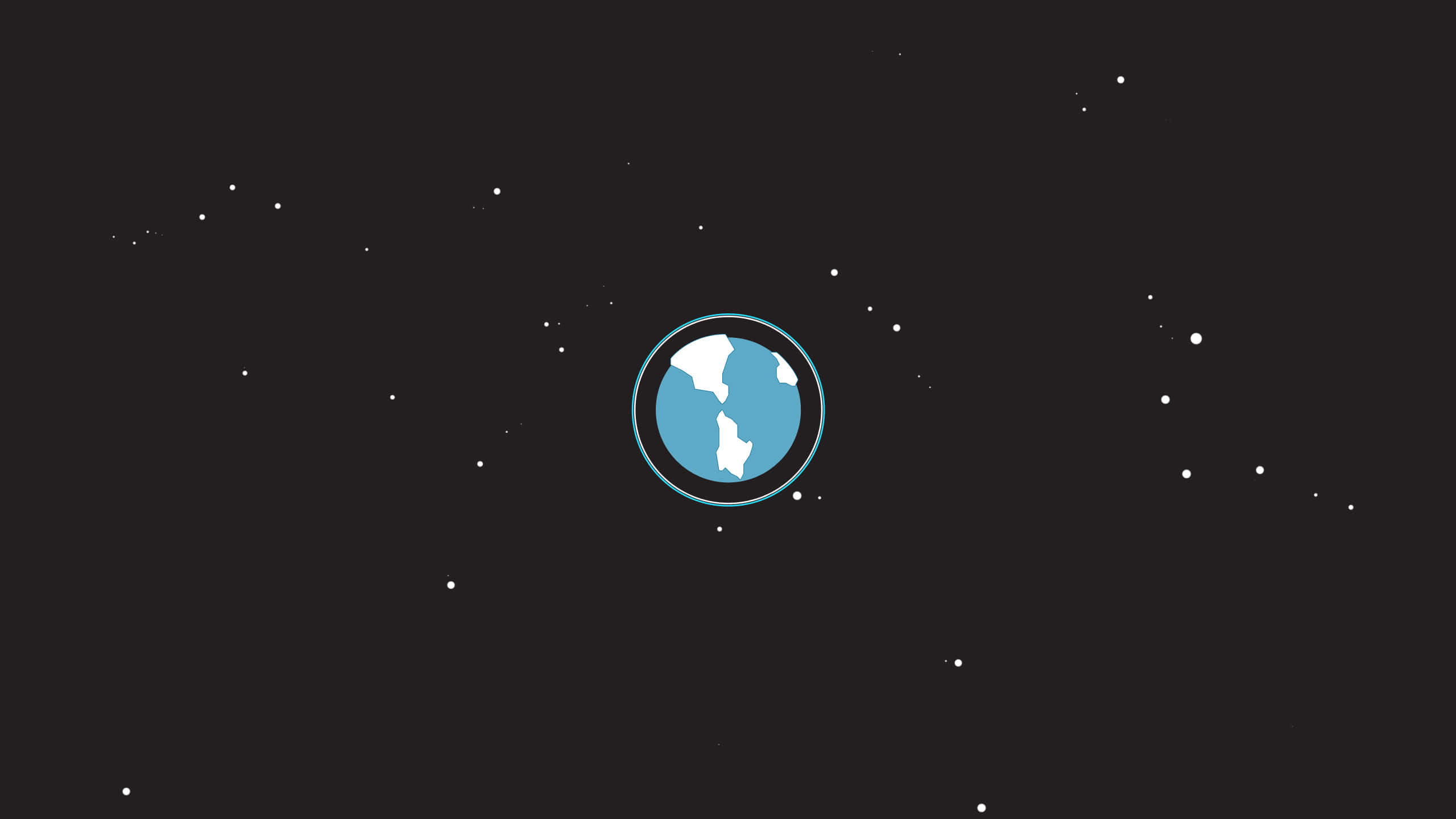 minimalist space, blue globe icon, starry dark space background, 2K Desktop Wallpaper