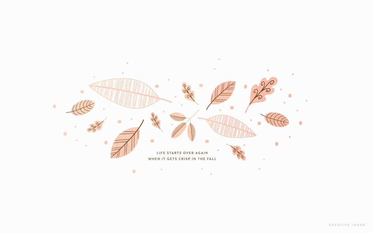 autumn pastel sky, silhouette of Fall leaves, peach-toned illustrated leaves, HD Desktop Wallpaper
