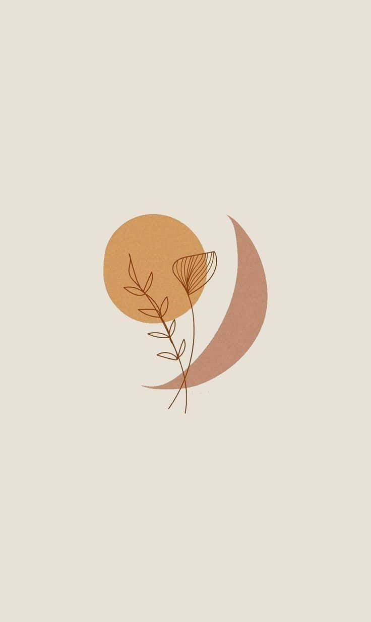 minimalist autumn, flower, moon, SD Phone Wallpaper
