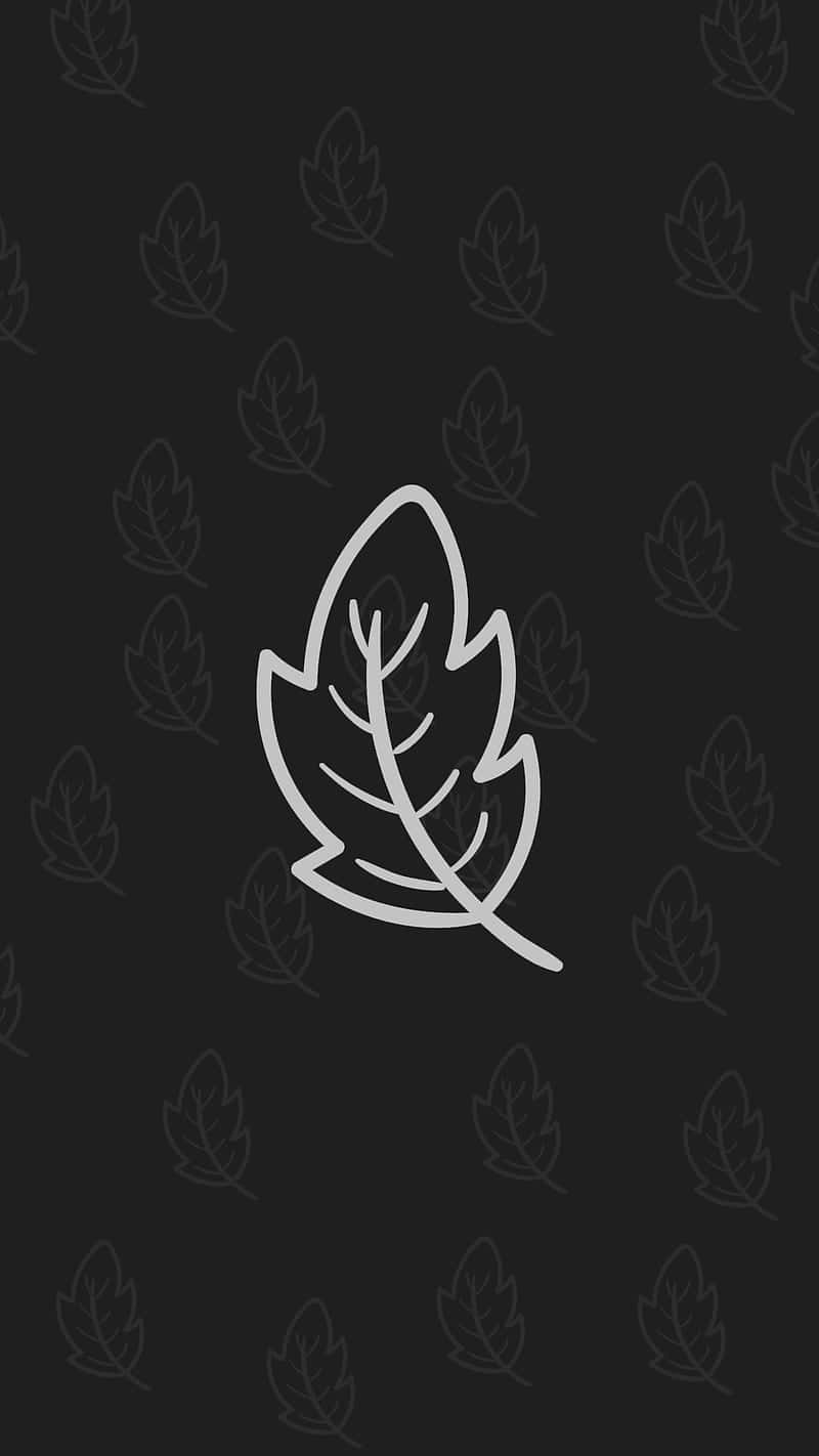 minimalist autumn, white leaf outline, dark background, HD Phone Wallpaper