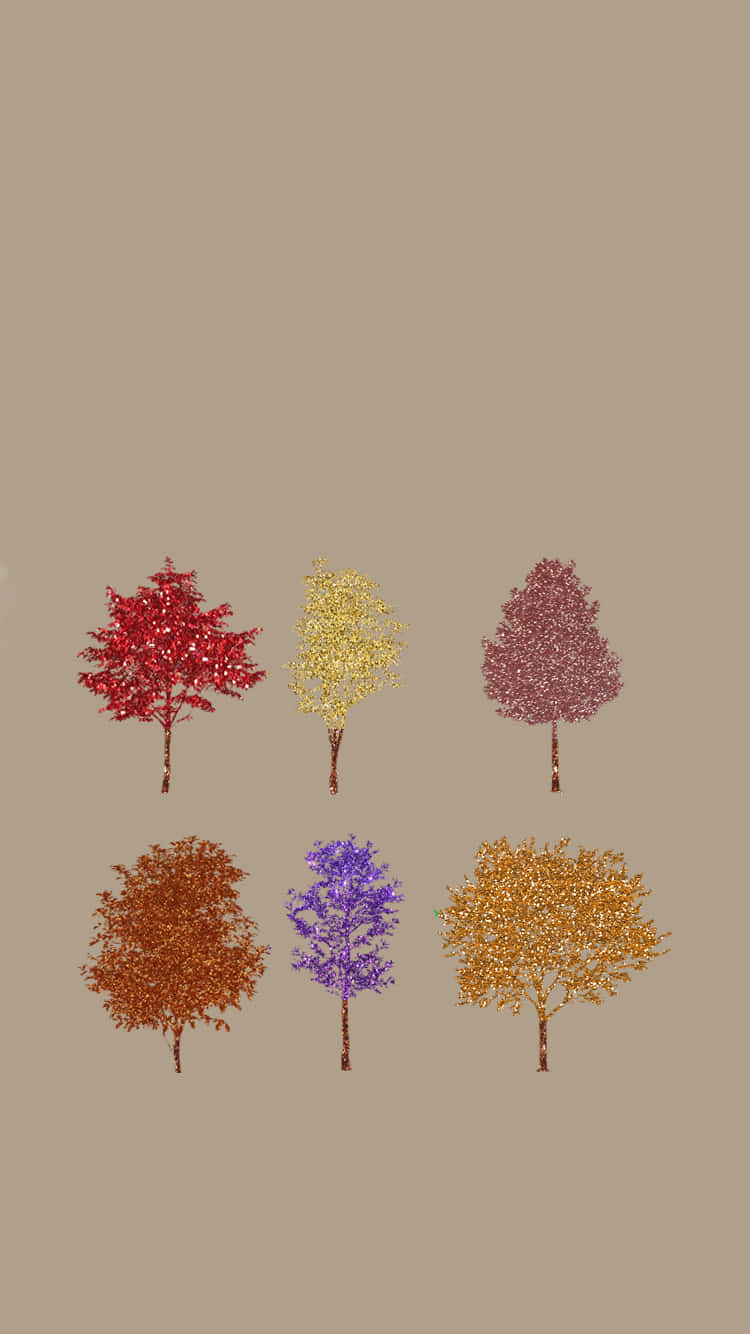 minimalist autumn, glittery trees, vibrant autumn hues, HD Phone Wallpaper
