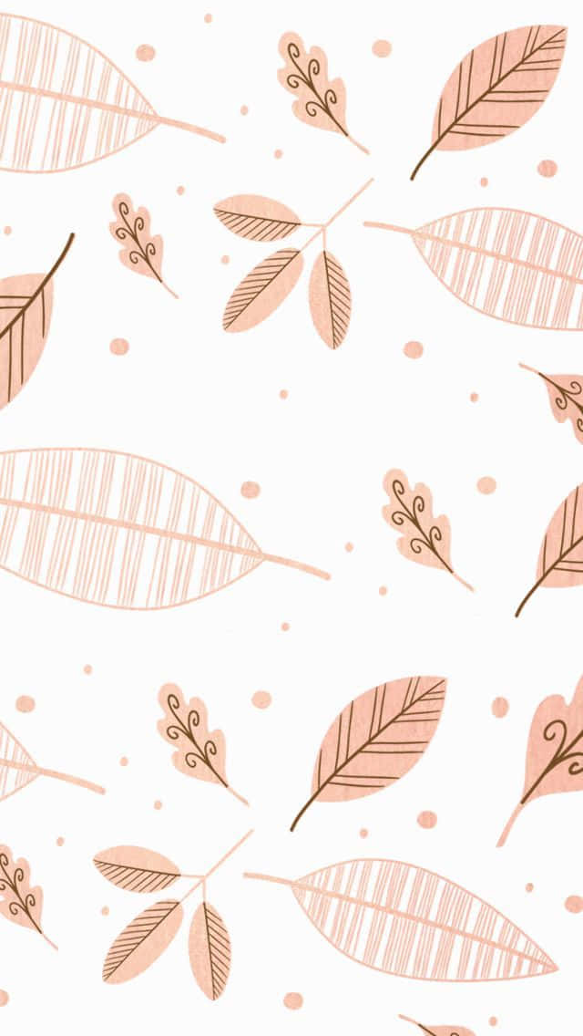 minimalist autumn, peach leaves, dots, SD Phone Wallpaper