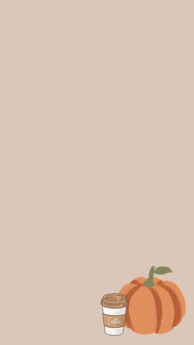 minimalist autumn, coffee cup, pumpkin, SD Phone Wallpaper