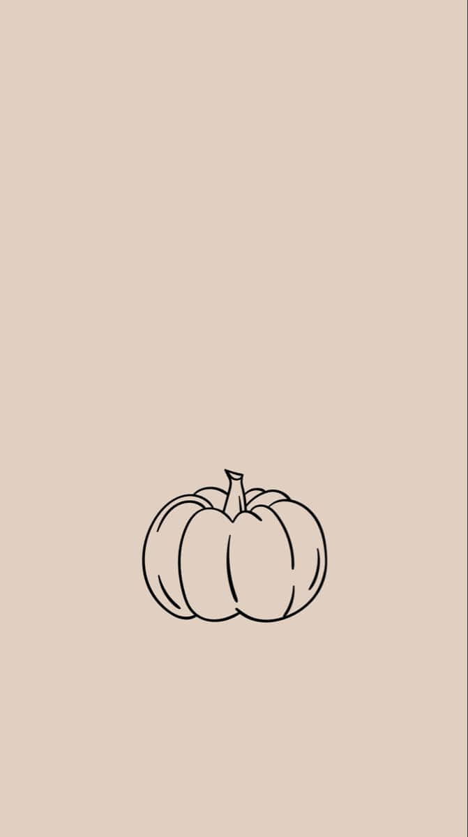 minimalist autumn, pumpkin, black line drawing, SD Phone Wallpaper